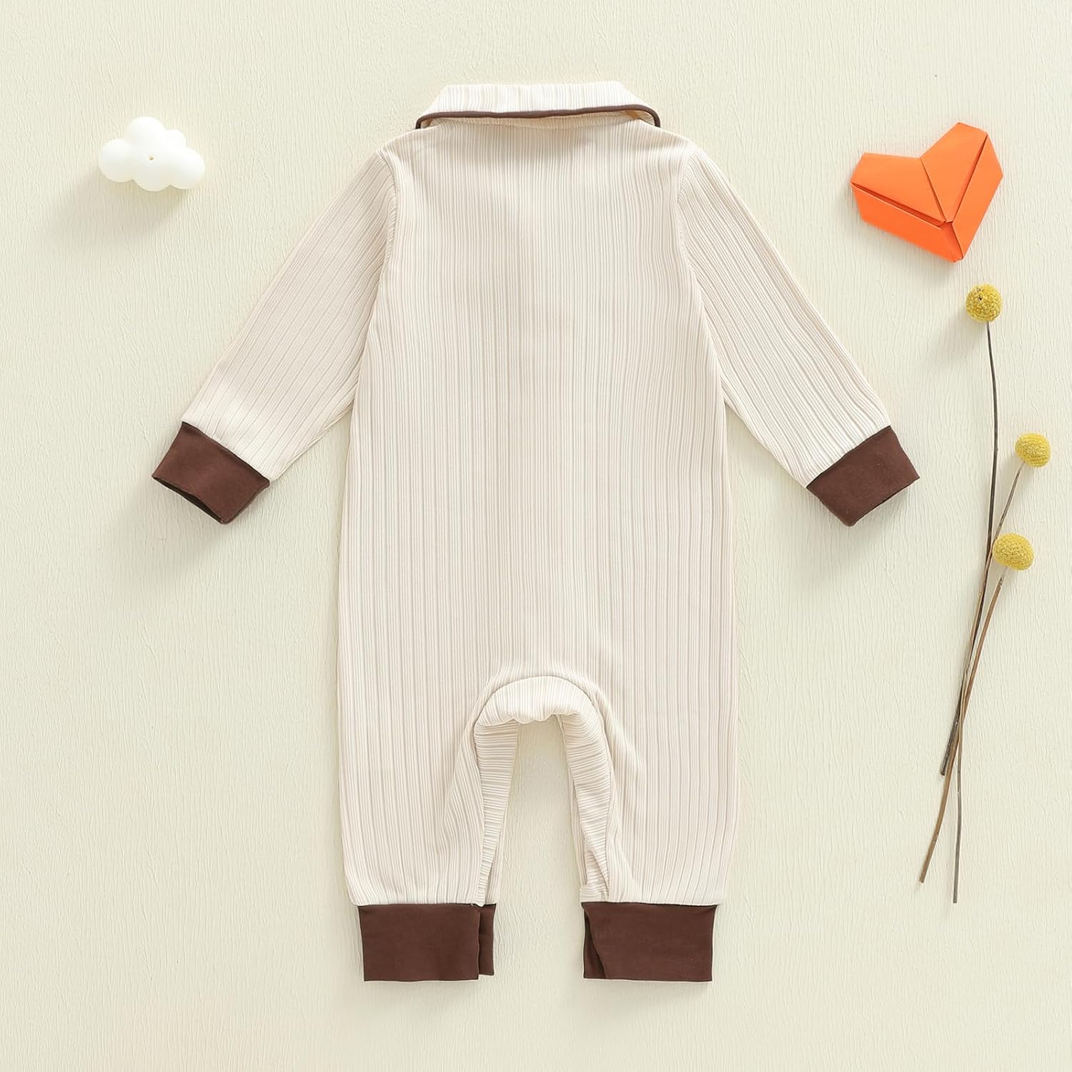 fhutpw Baby Boy Clothes Button Down One-Piece Romper Infant Gentleman Jumpsuit Fall Winter Outfits 3 6 12 Months Bodysuit - Image 3