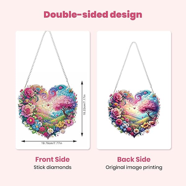 MXJSUA Flowers Landscape Window Diamond Art Hanging Kits for Adults Beginners, DIY Acrylic Special Shaped Crystal Diamond Gem Drill Pendant Art Painting Ornament for Home Wall Decor Gift 20x20cm - 5