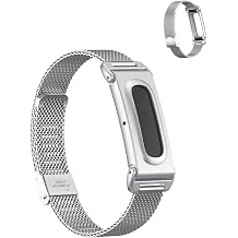 for Google Fitbit Air Stainless Steel Loop Strap,Adjustable Metal Replacement Band with Closure,Breathable Mesh,Stylish & Durable for Men Women