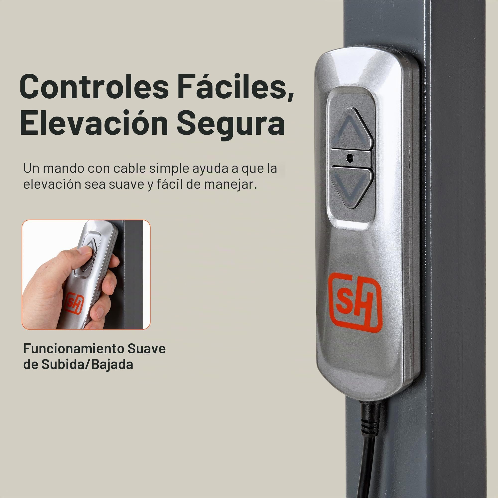 SuperHandy GoRise - Elevador eléctrico de suelo a pie, capacidad de 500 libras, asistencia de pie, portátil, ajustable, ergonómico, fácil almacenamiento, pendiente de patente (FS (elevación de piso))