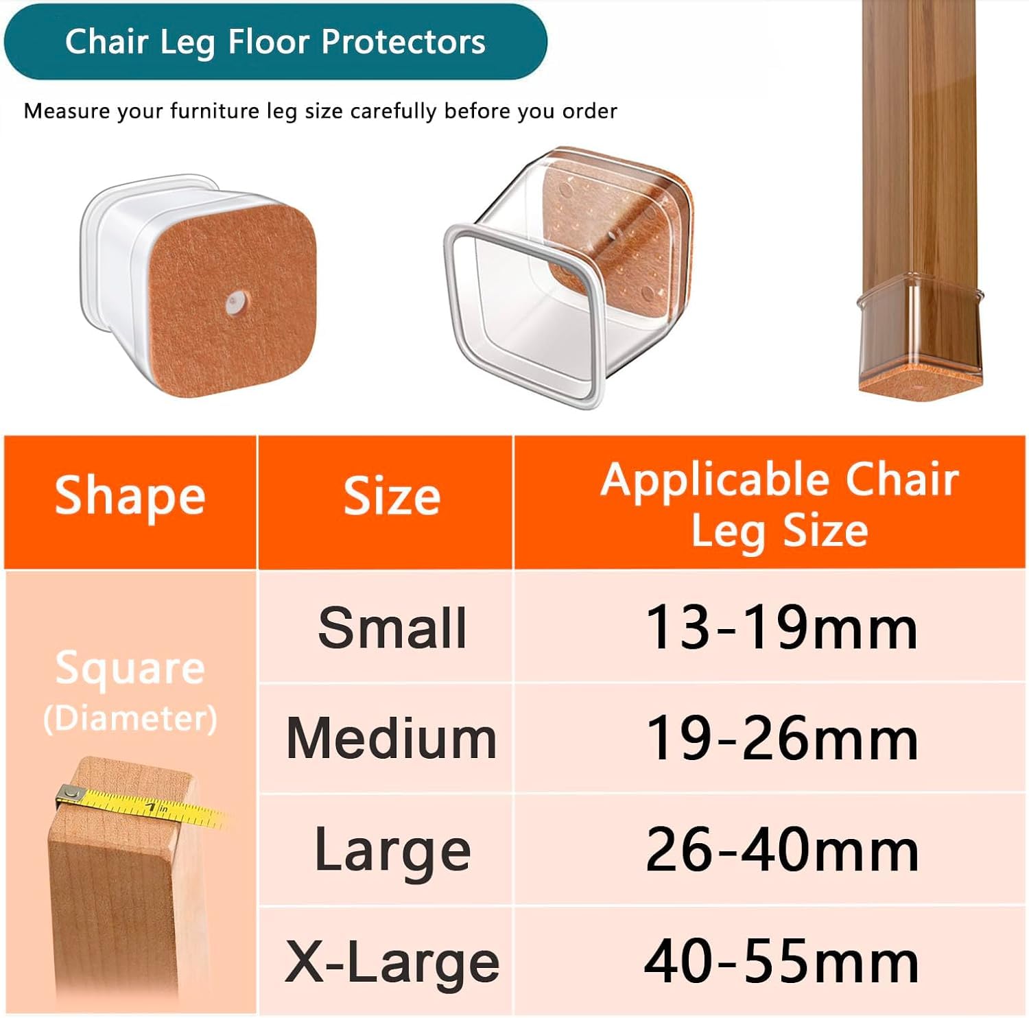 RUSIDO 35 PCS Chair Leg Floor Protectors, Silicone Chair Leg Caps - Image 3