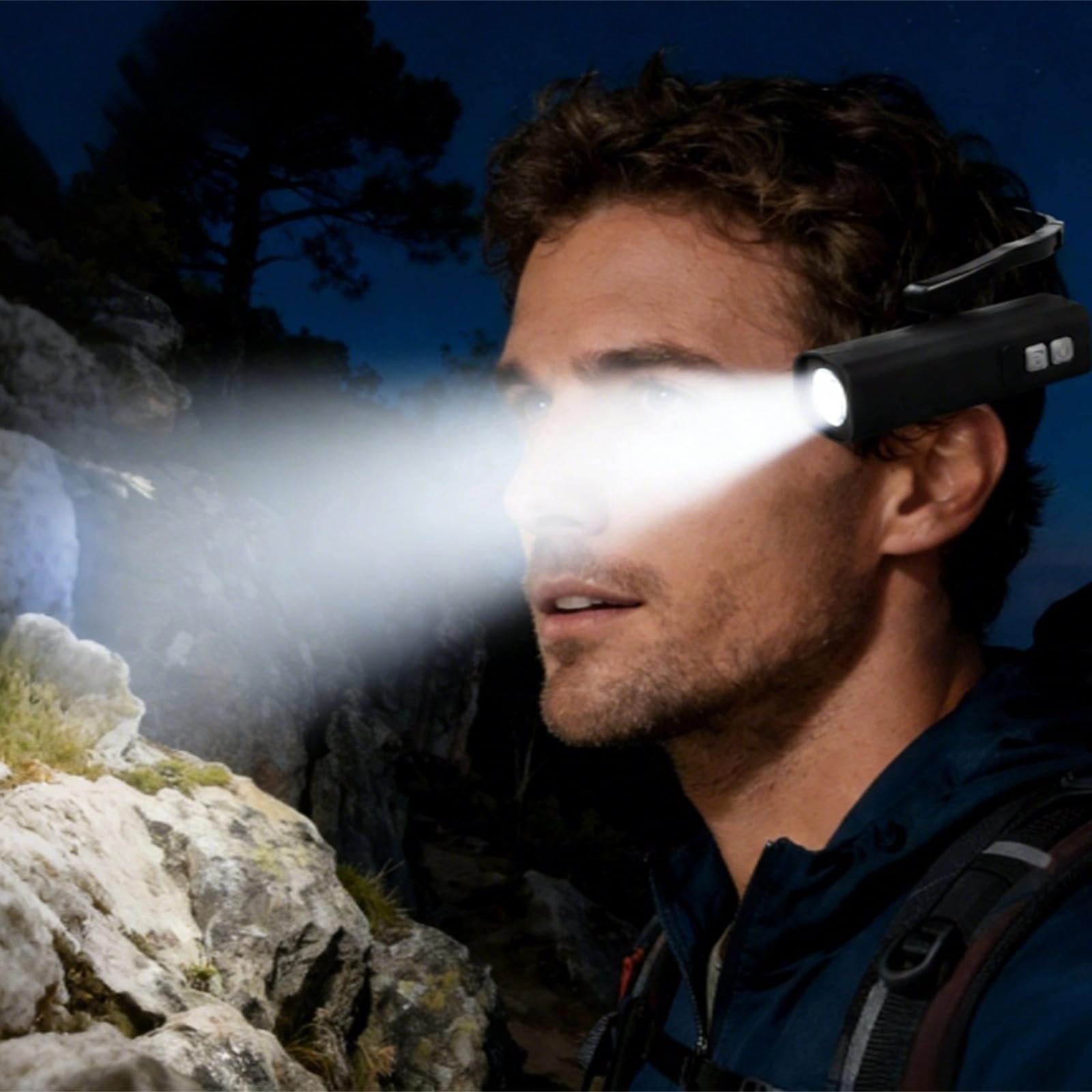1000 mAh wiederaufladbare Stirnlampe mit Bewegungsmelder, verstellbare Helligkeit für Angeln, Camping, Laufen, tragbares Stirnlicht