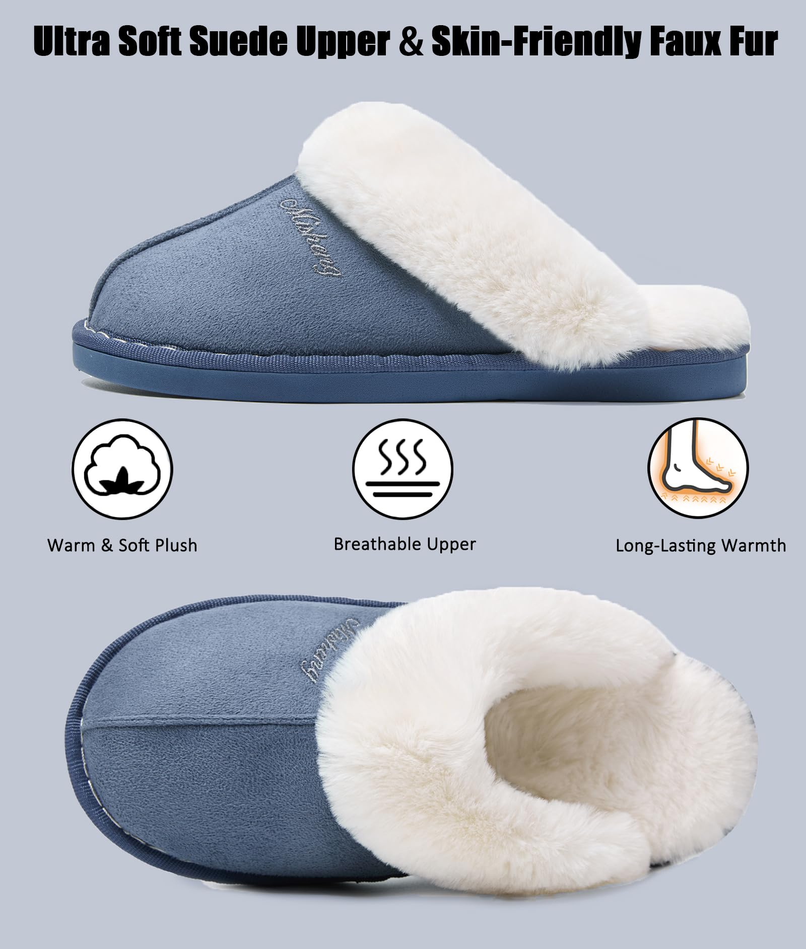 Coswind Pantofole Donna Uomo Invernali Peluche Ciabatte da Casa with Memory Foam Pelose Calde Comode Fluffy Antiscivolo Autunno Interno Esterno