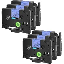 USUPERINK 6PK TZe-531 12mm 0.47 Laminated Blue Tape Compatible for Brother P-Touch Label Maker Tape TZ-531 TZe TZ Label Tape TZe531 TZ531 Black on Blue for PT-D210 D220 H110 D200 D400 D600 H100