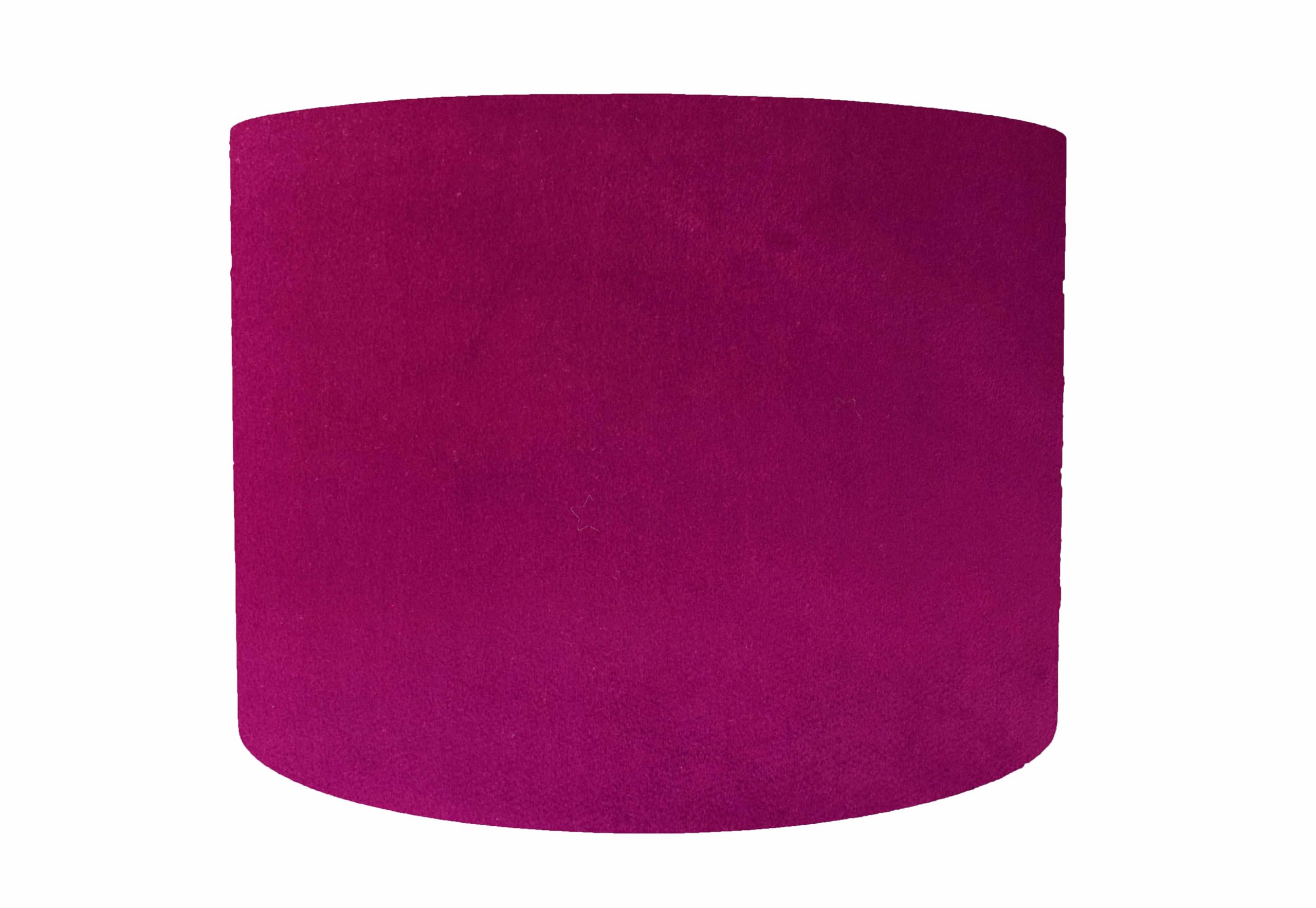 Handmade Fuchsia Velvet Drum Lampshade, White Lining