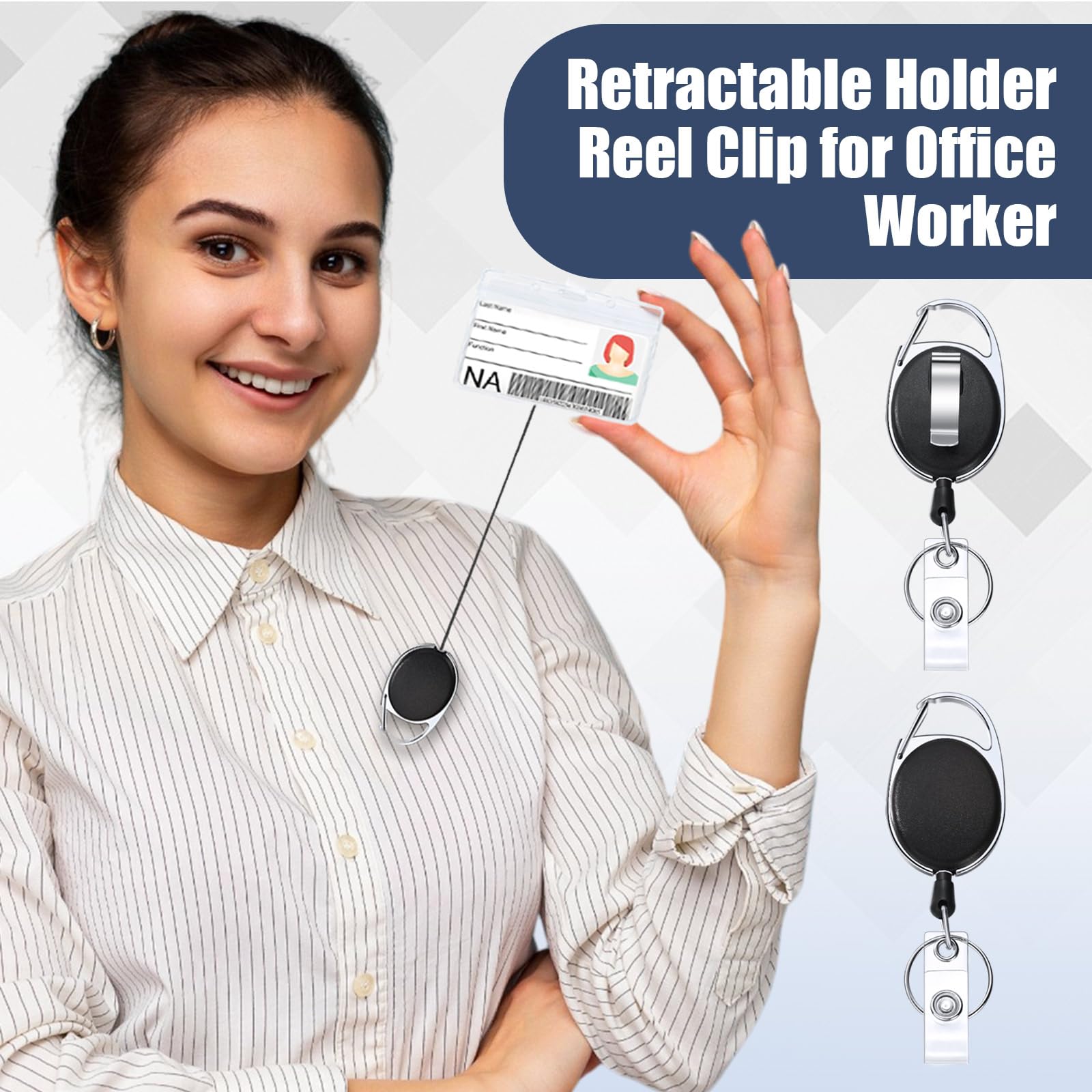 Honoson Lot de 40 bobines rétractables robustes pour porte-badges, porte-noms, porte-clés, carte, porte-badge, porte-clés, porte-badge, porte-badge, bobine à clip rétractable pour employés de bureau,
