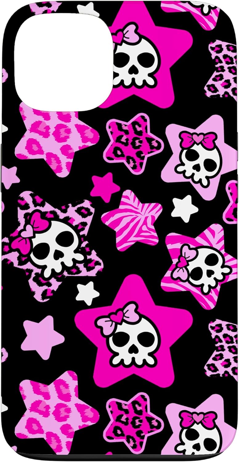 McBling Aesthetic Star Skull Bow Leopard Print Zebra Pink Case for iPhone 16