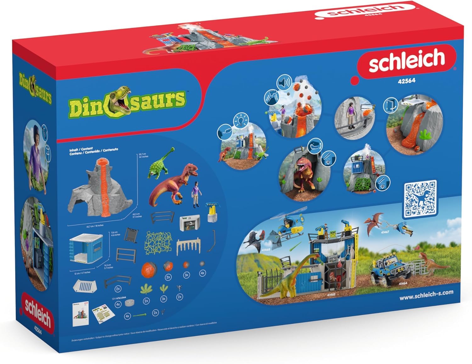 schleich DINOSAURS | Große Vulkan Expedition 42564 | Set inkl. Vulkan mit Ausbruchsfunktion, Yuki, 2 Dino Figuren | tolles Geschenk für Mädchen und Jungen | Dinosaurier Spielzeug ab 3 Jahre | 60 Teile