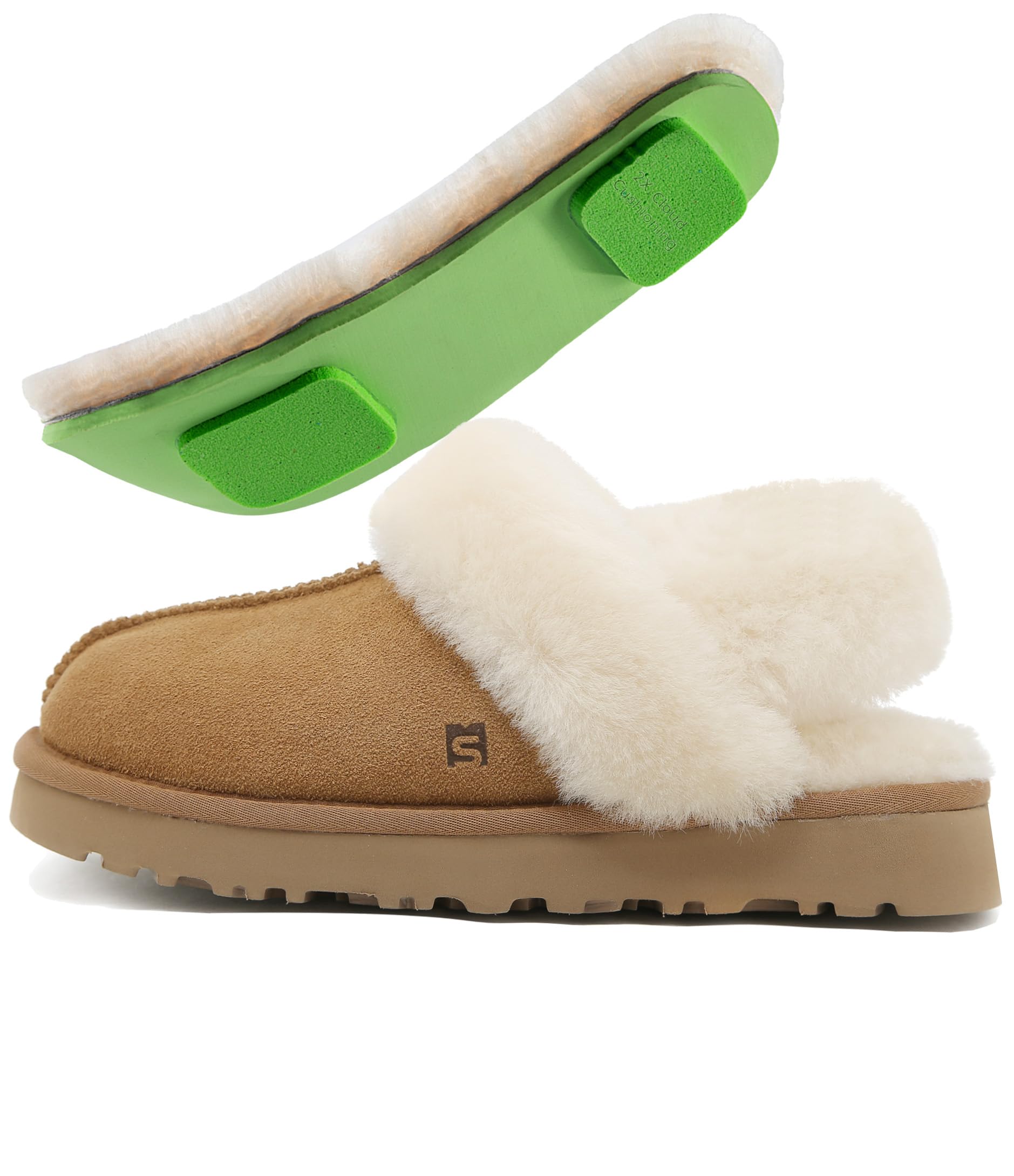 MelSyd Fuzzy House Slippers for Women: 100% Australian Sheepskin - Secure Fit Footwear with Heel Straps - Comfortable in Winter Wearing Indoor/Outdoor