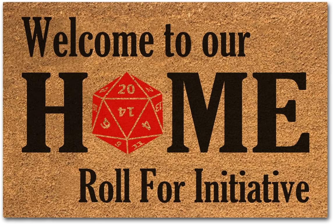Funny Coir Doormat Welcome to Our Roll for Initiative Front Door Entryway Outdoor With Heavy Duty Porch Natural Coconut Brown House Warming Gift 23.7x15.7 Inch