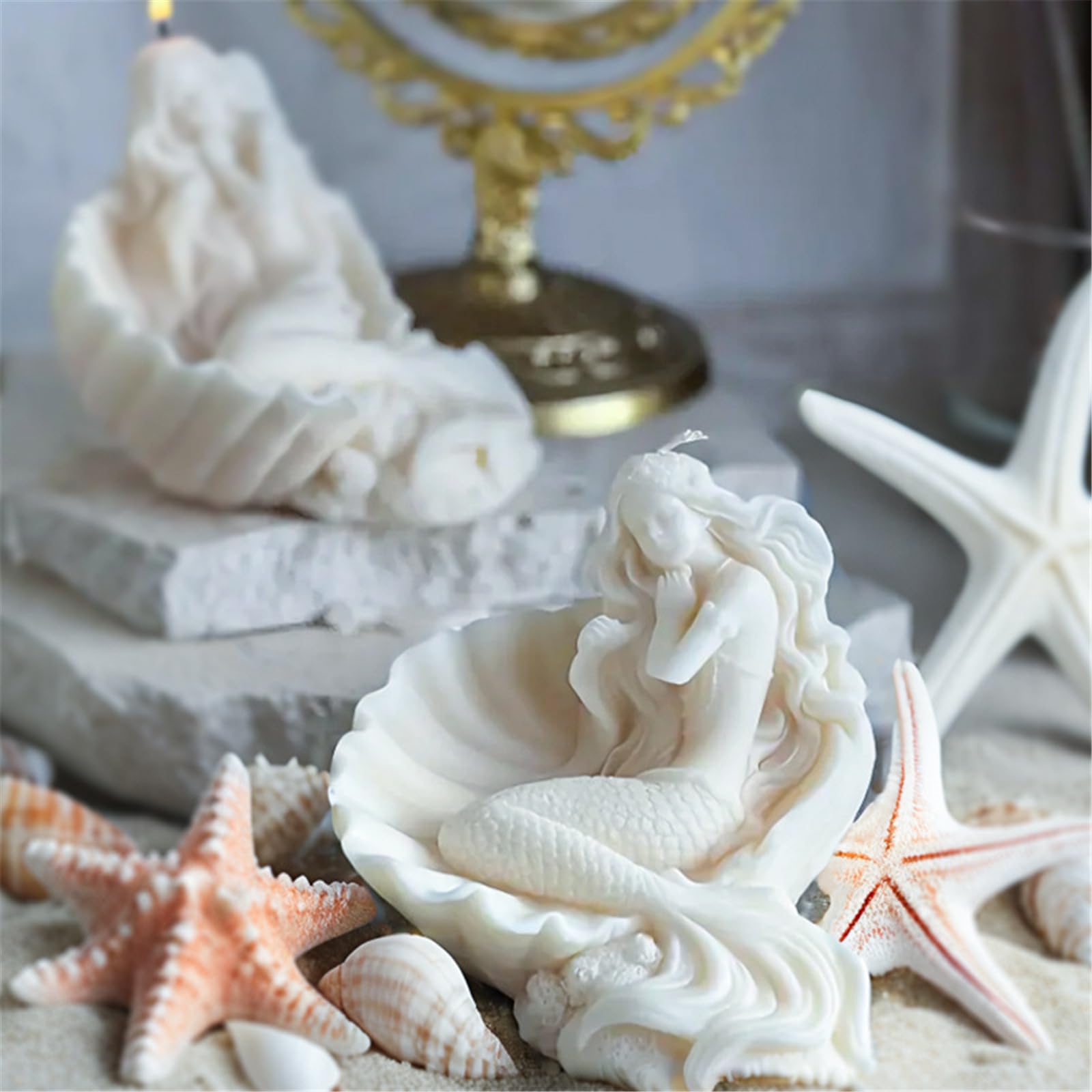 Bella conchiglia a forma di sirena a forma di candela flessibile in silicone per progetti artigianali appassionati