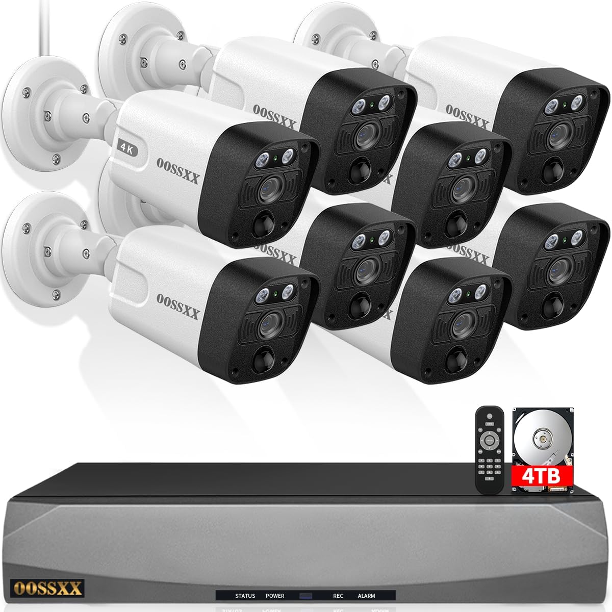 OOSSXX Wired Outdoor Security Camera System Video Surveillance Cameras System
