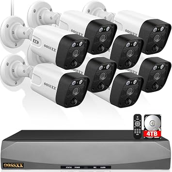 2026 Update 4K POE Security Camera System, 8CH NVR with 8 Wired 4K Bullet Cameras, 130 Wide Angle, AI Human Detection, PIR Sensor, Two-Way Audio, IP66 Waterproof, 4TB HDD, Free App No Monthly Fee