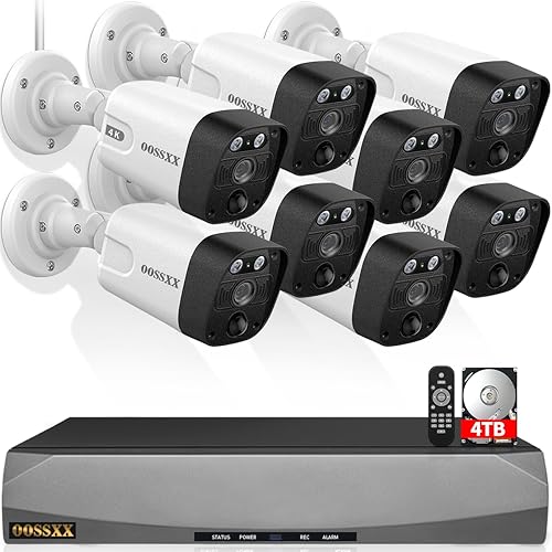 OOSSXX (4K/8.0 Megapixel & 130° Ultra Wide-Angle) 2-Way Audio PoE Outdoor Home Security Camera System Wired Outdoor Video Surveillance IP Cameras System