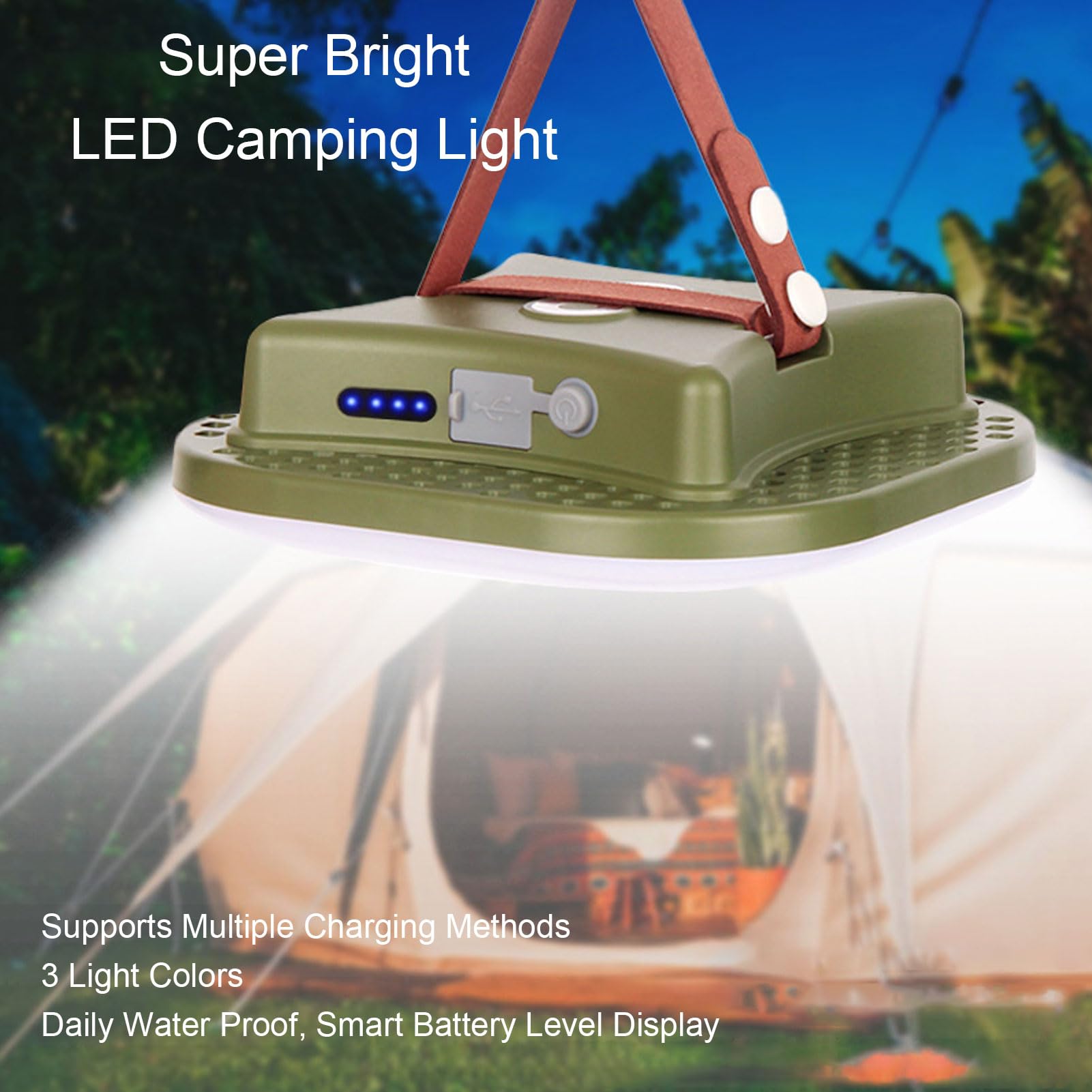 Fockety Hängende Campingzeltleuchte, Wiederaufladbare LED-Campinglaterne, Hohe Helligkeit, Magnetische Campingzeltleuchte mit Powerbank-Funktion für Outdoor-Glamping, Innenausfälle,