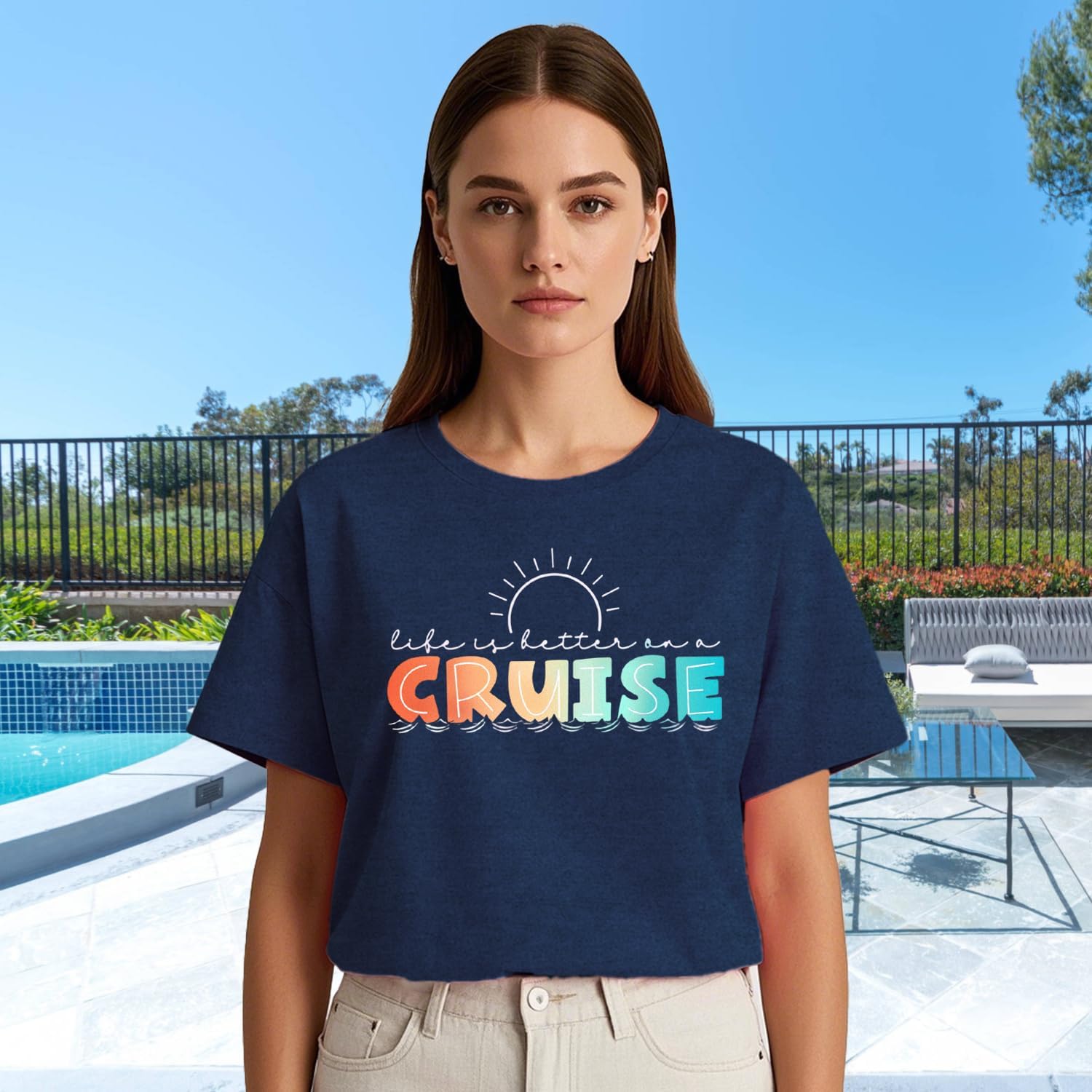 Cruise Shirts for Women Life is Better on a Cruise T-Shirt Sunshine Beach Vacation Short Sleeve - Image 3
