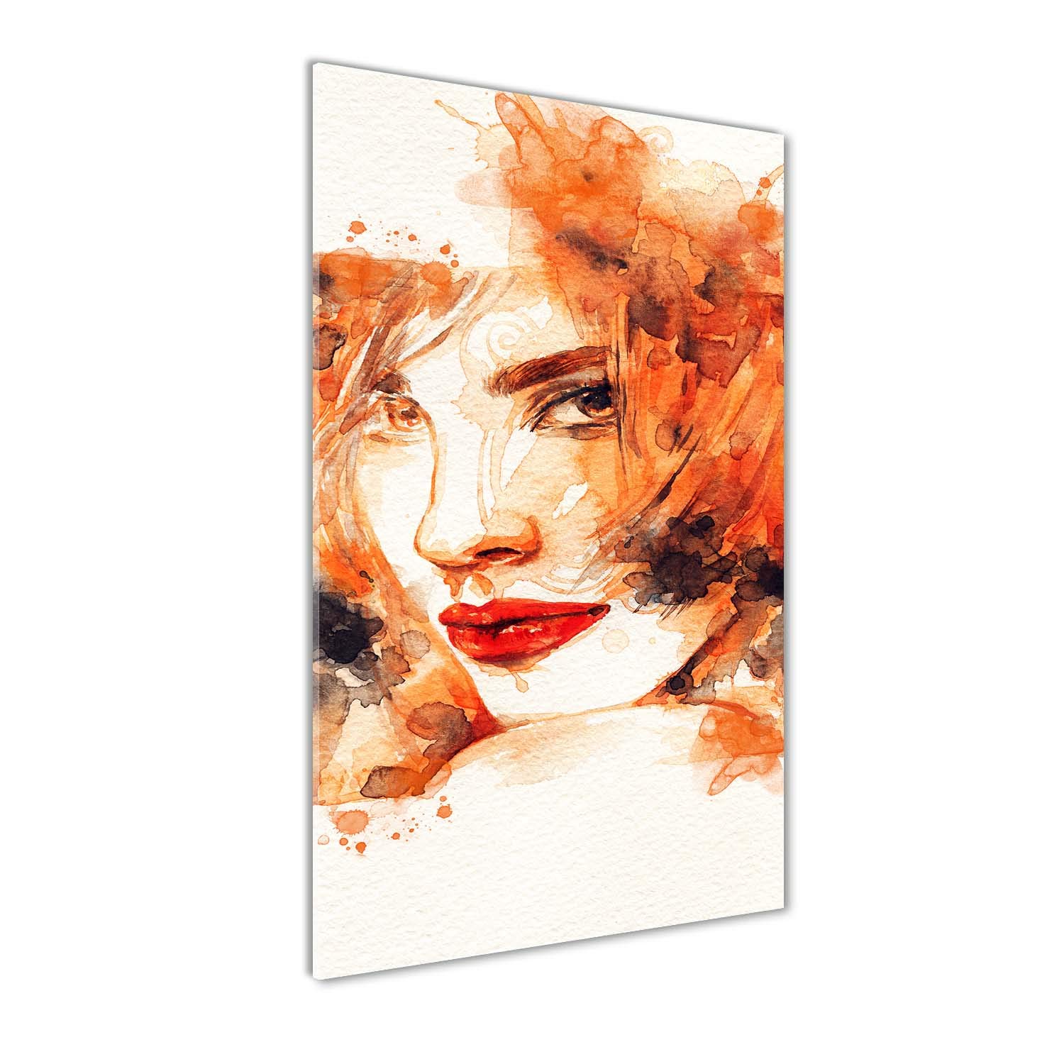 Art moderne abstraction d'une femme orange sur un grand tableau en verre