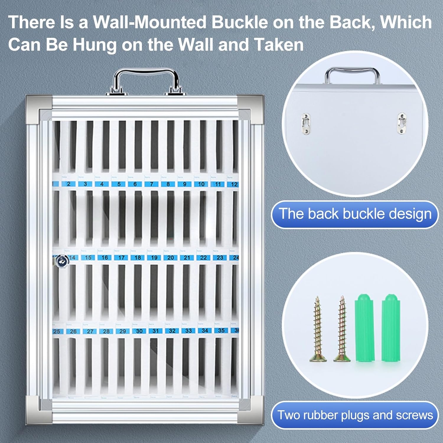 Wall Mounted Cell Phones Storage Cabinet Locker Box with Handle(37x19x51cm/15x7x20in)