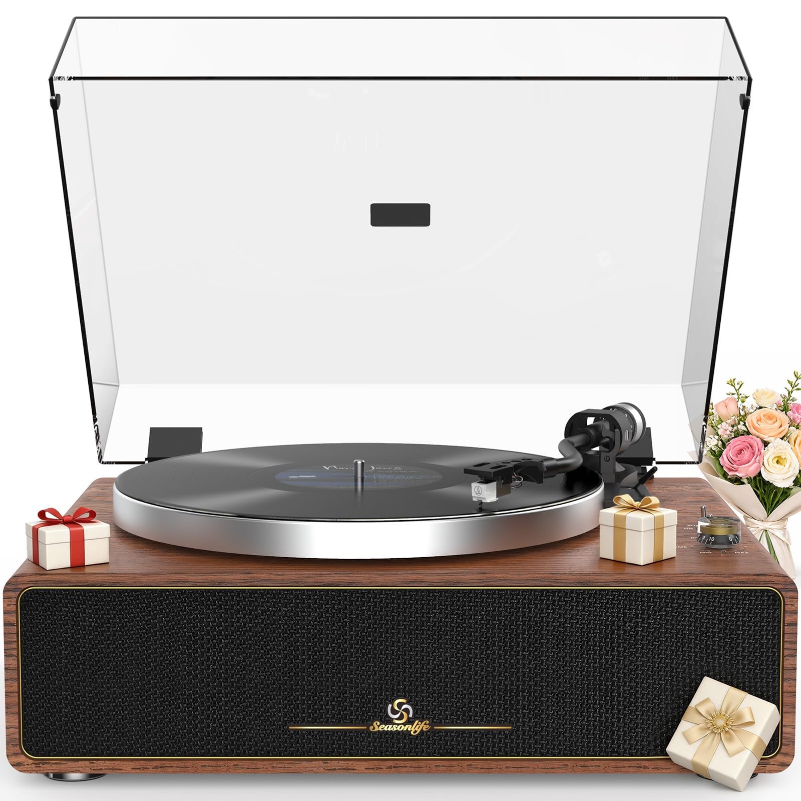 Seasonlife All-in-One Record Player with 4 Speakers