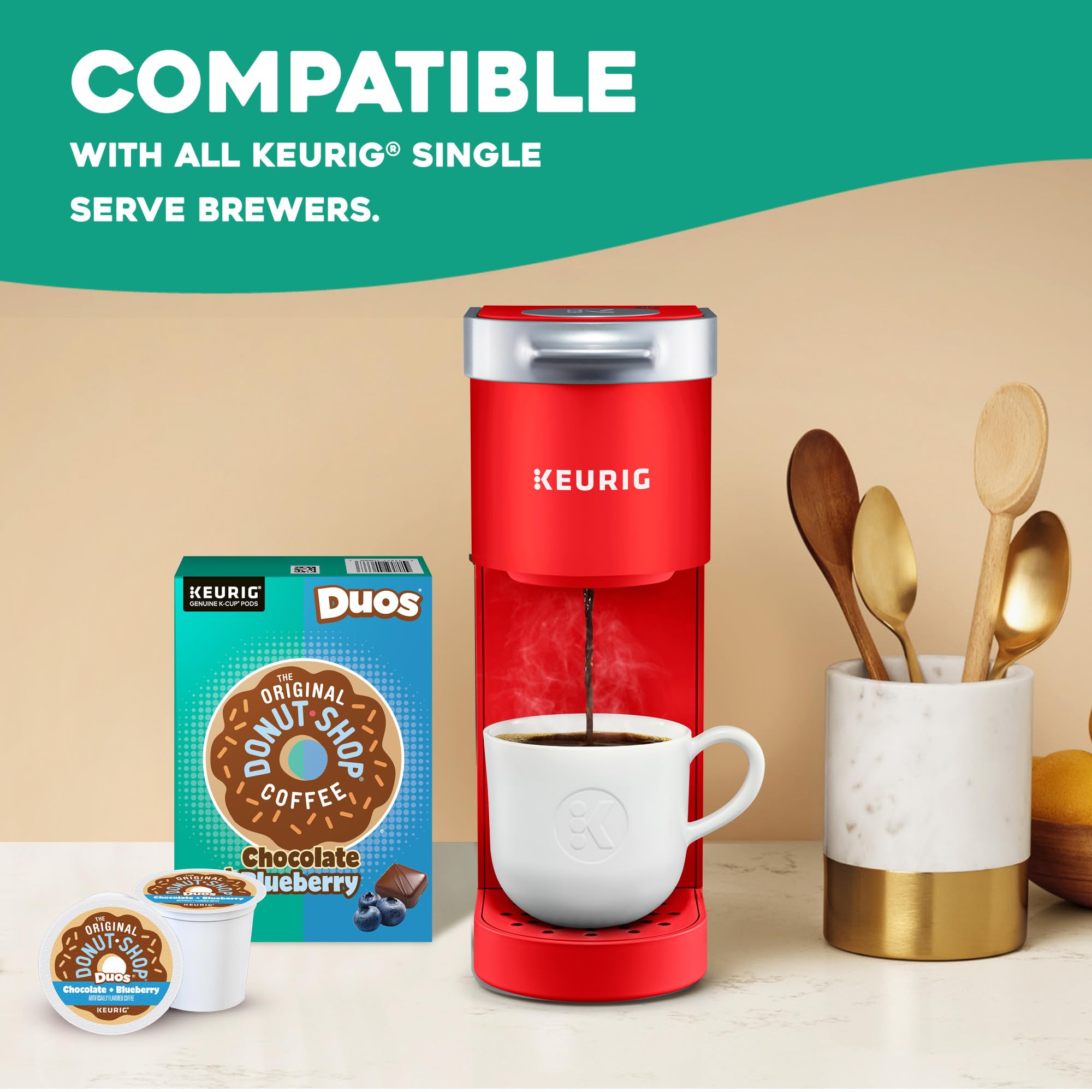 The Original Donut Shop Coffee Duos Chocolate Blueberry Coffee, Keurig cápsulas K-Cup de una sola porción, 72 unidades