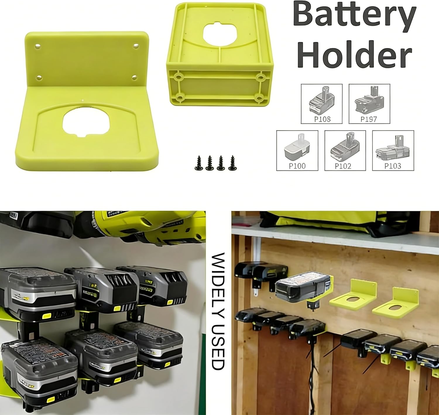 3 Pack Battery Holder Compatible with Ryob i 18V Battery Fit for Drill Tool Storage Rack Organizer