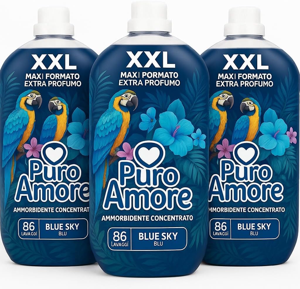 PURO AMORE Ammorbidente Concentrato Blue Sky – Extra Profumo | Formato XXL 86 Lavaggi | Confezione da 3 Pezzi (3)