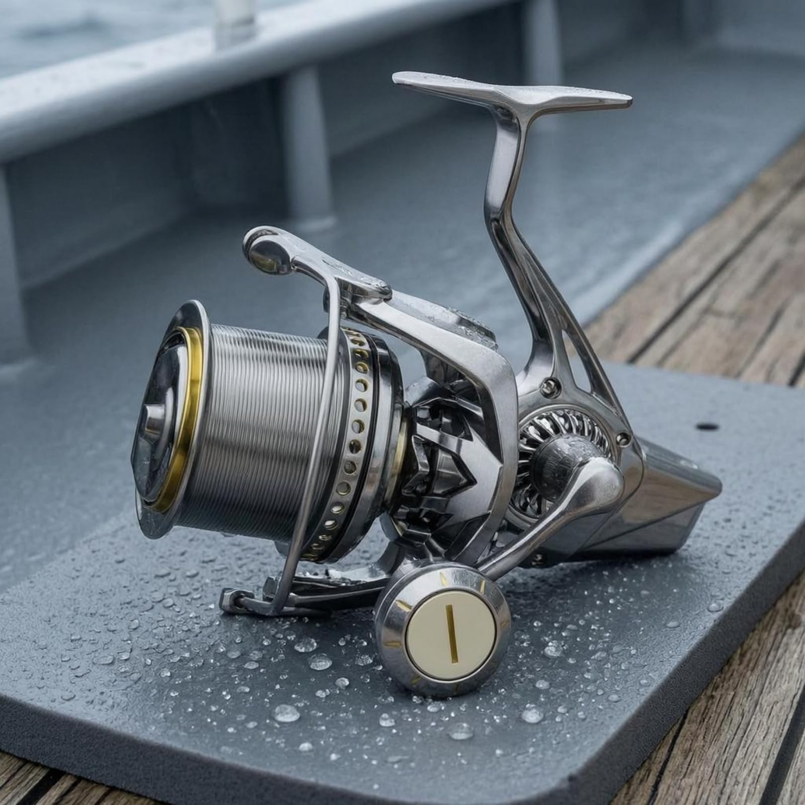 Carrete de Pesca Carrete Giratorio Carrete Metálico Carrete de con Bobina Delantera Grande y Cuerpo Mecanizado Plegable Izquierda Derecha 11+1