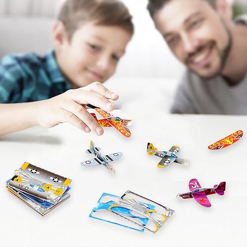 Miniatura 4 de HAPTIME 60 piezas de aviones de espuma para niños  aviones planeadores, kit de aviones de papel para edades de 3 a 5 años, juguetes a granel,