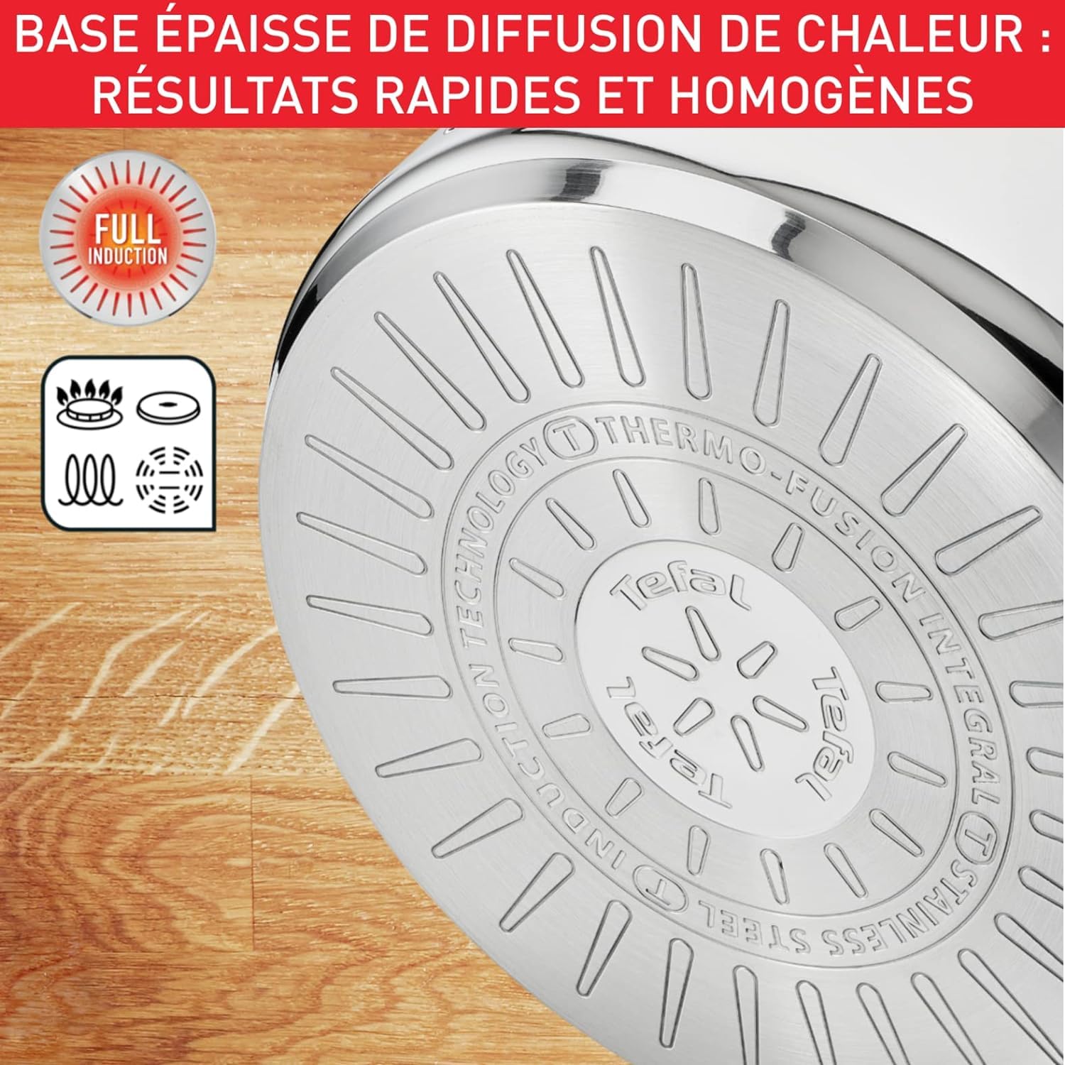 Tefal Intuition XL Marmite 36 cm 17.5 L Induction Acier inoxydable 18/10 Couvercle en verre