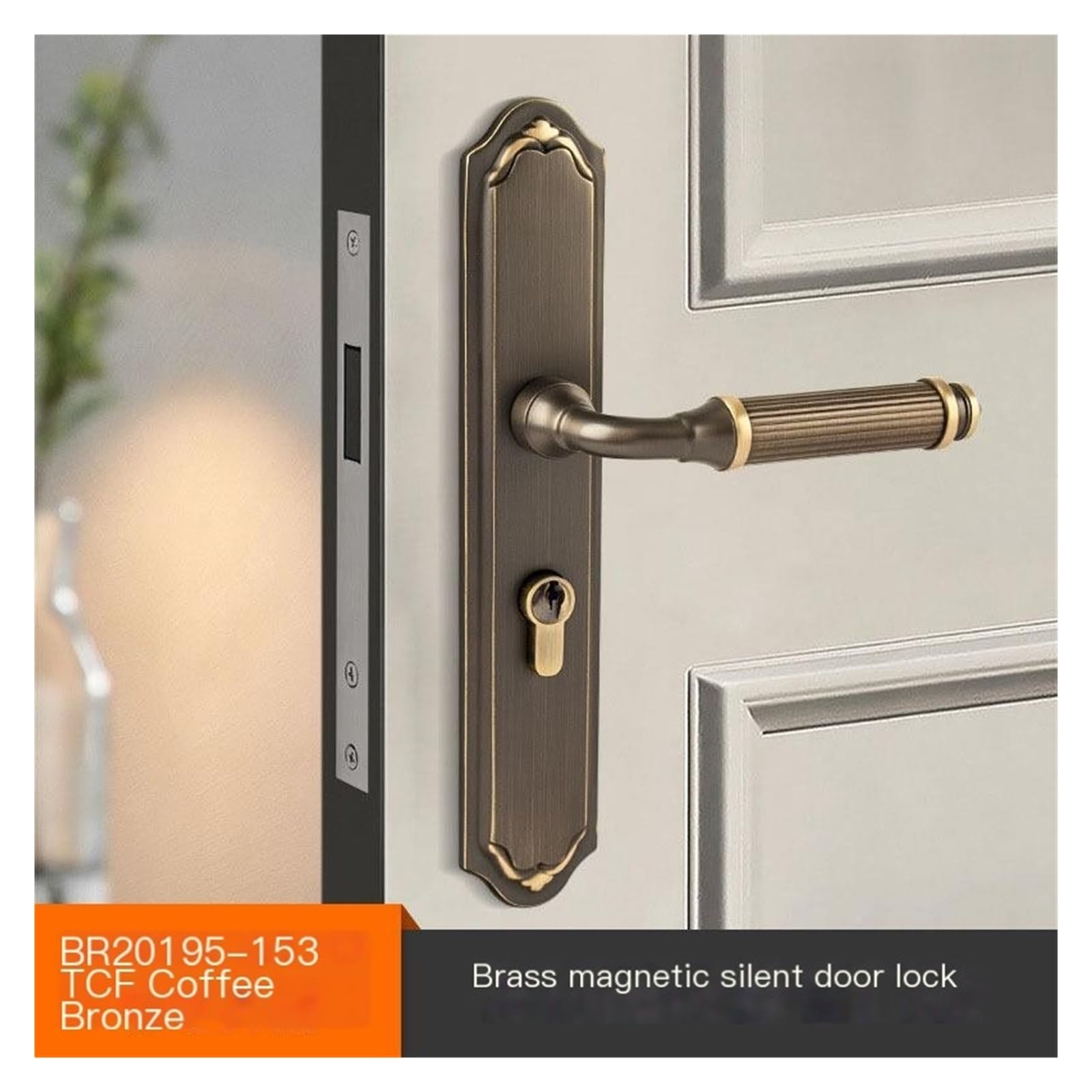 WGZXYSWI Brass French Door Lock Wooden Door Brass Lock Indoor