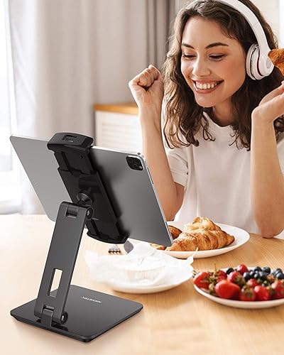 Miniatura 7 de AboveTEK Quiosco de negocios soporte de aluminio para tablet iPad, soporte giratorio de 360° para tableta y teléfono para cualquier tableta de 4 a