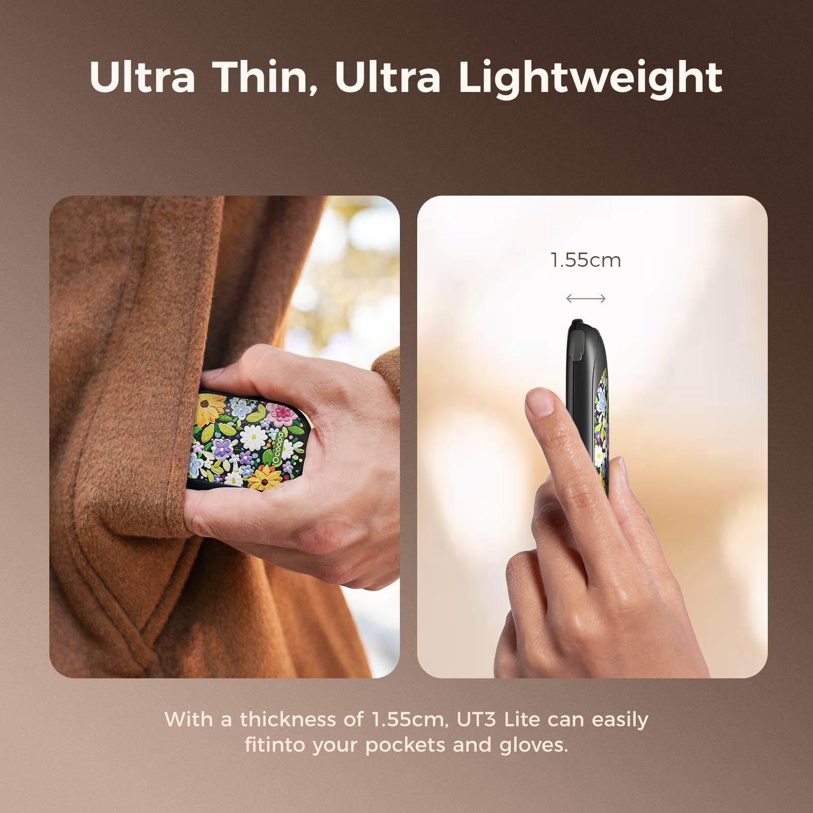 Magnetic Hand Warmers Rechargeable 2 Pack, Electric Handwarmers, Smart Heating UL Certified, 3-Settings,Portable Heater, Ultra Slim Pocket, Hunting Essentials, Gifts For Christmas Men, UT3 Lite