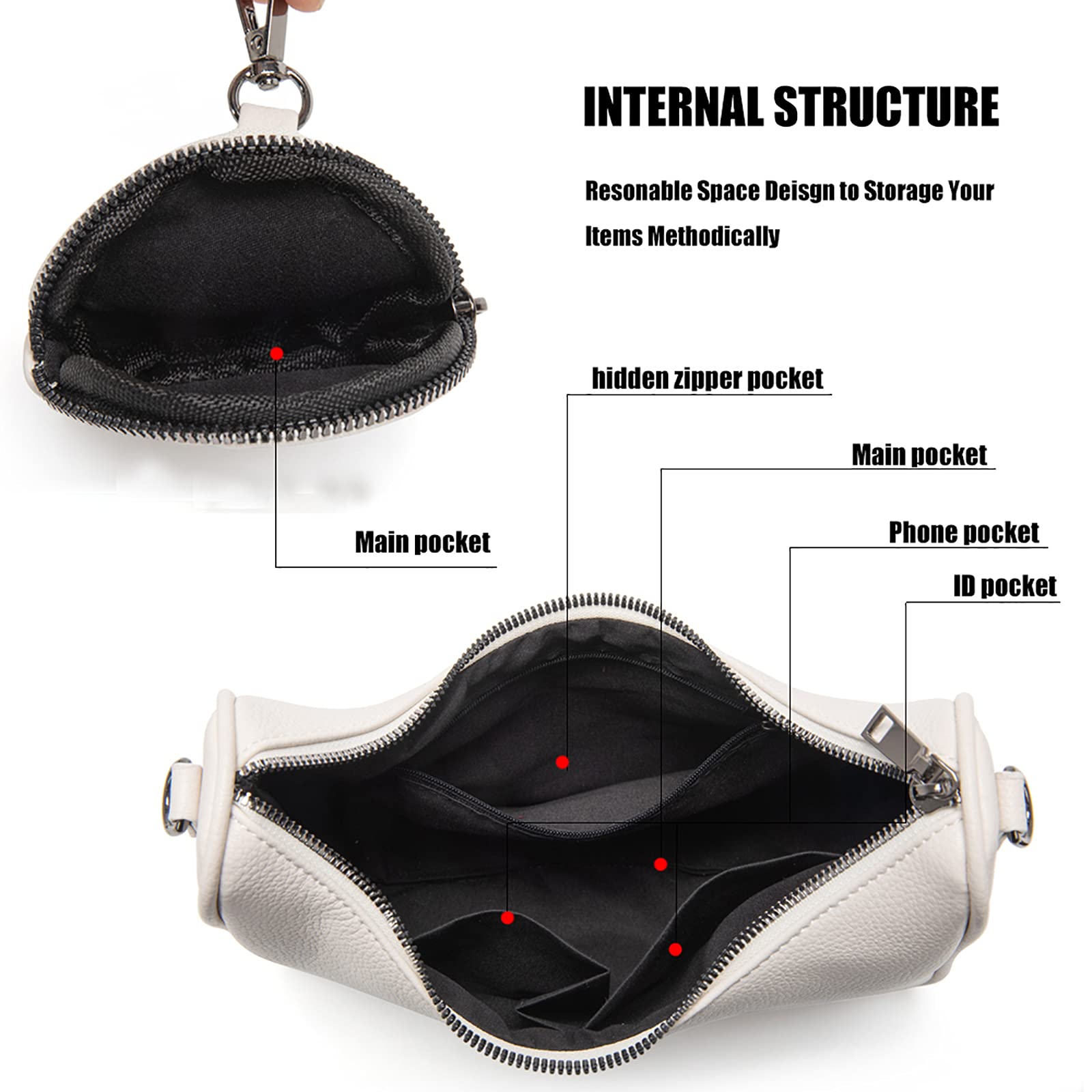 myfriday Crossbody Hobo Handbags for Women with Coin Purse Pouch, Soft Leather Designer Shoulder Bags - 2 Size Shoulder Strap: A-02-white