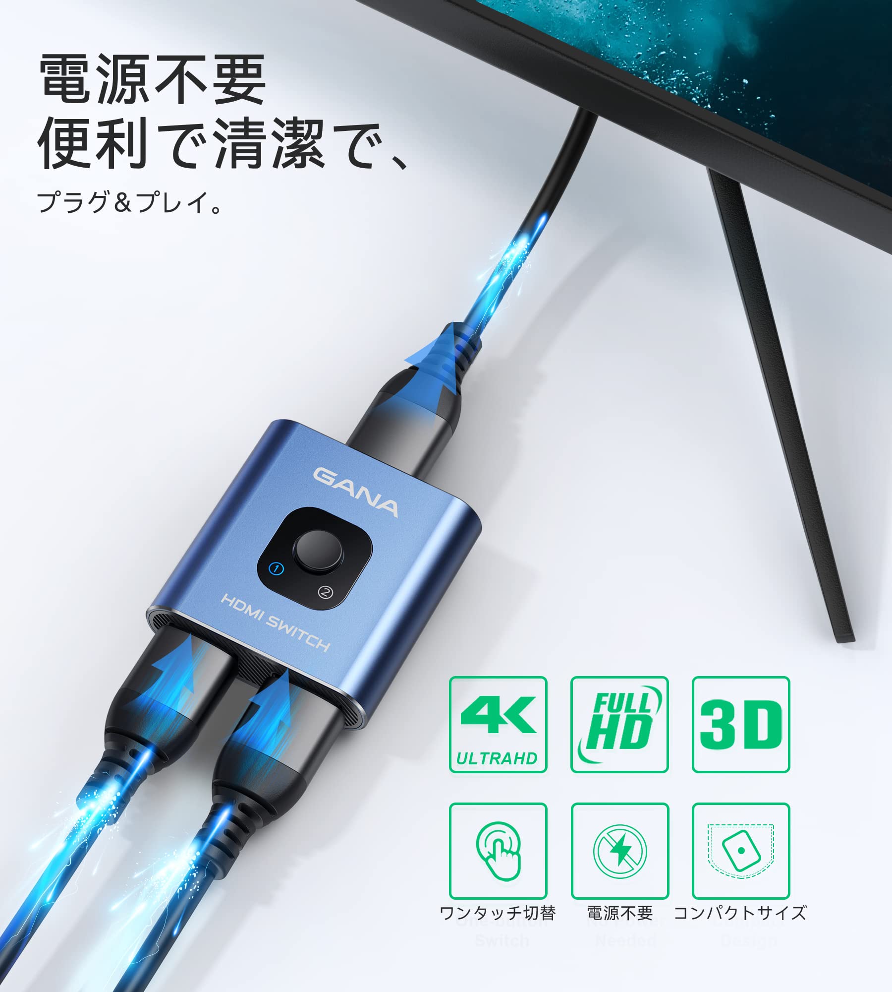Amazon | HDMI切替器【4k@60hz】HDMI分配器、GANA双方向 セレクター 1