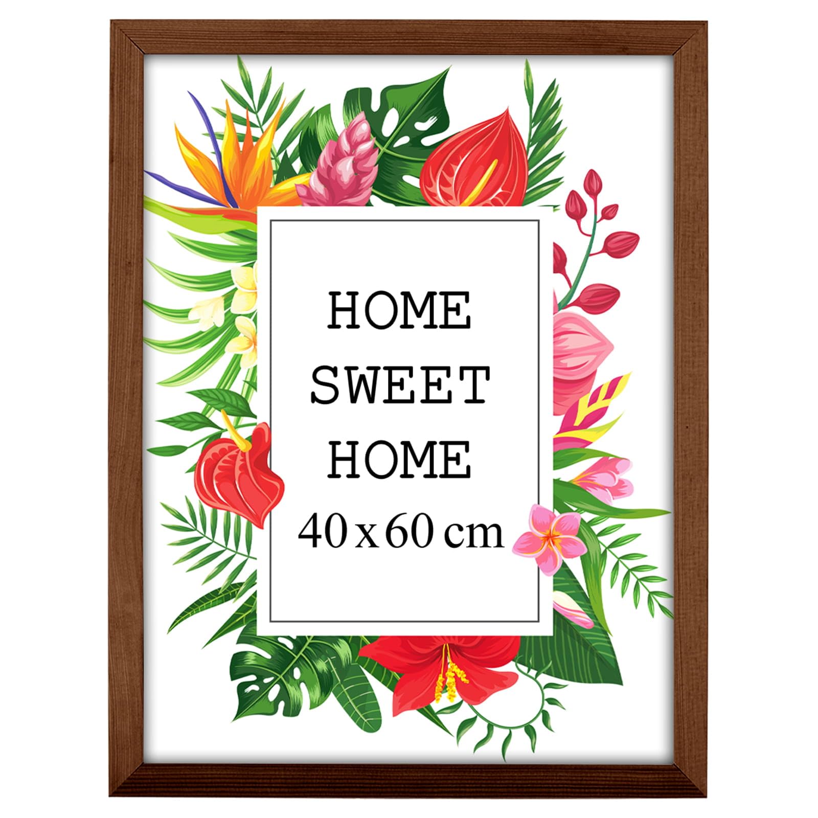 MG Design Marco 40 x 60 cm - color Marrón, de madera, con cristal acrílico - para colgar vertical u horizontalmente, sin fondo, para fotos, pósters, puzzles