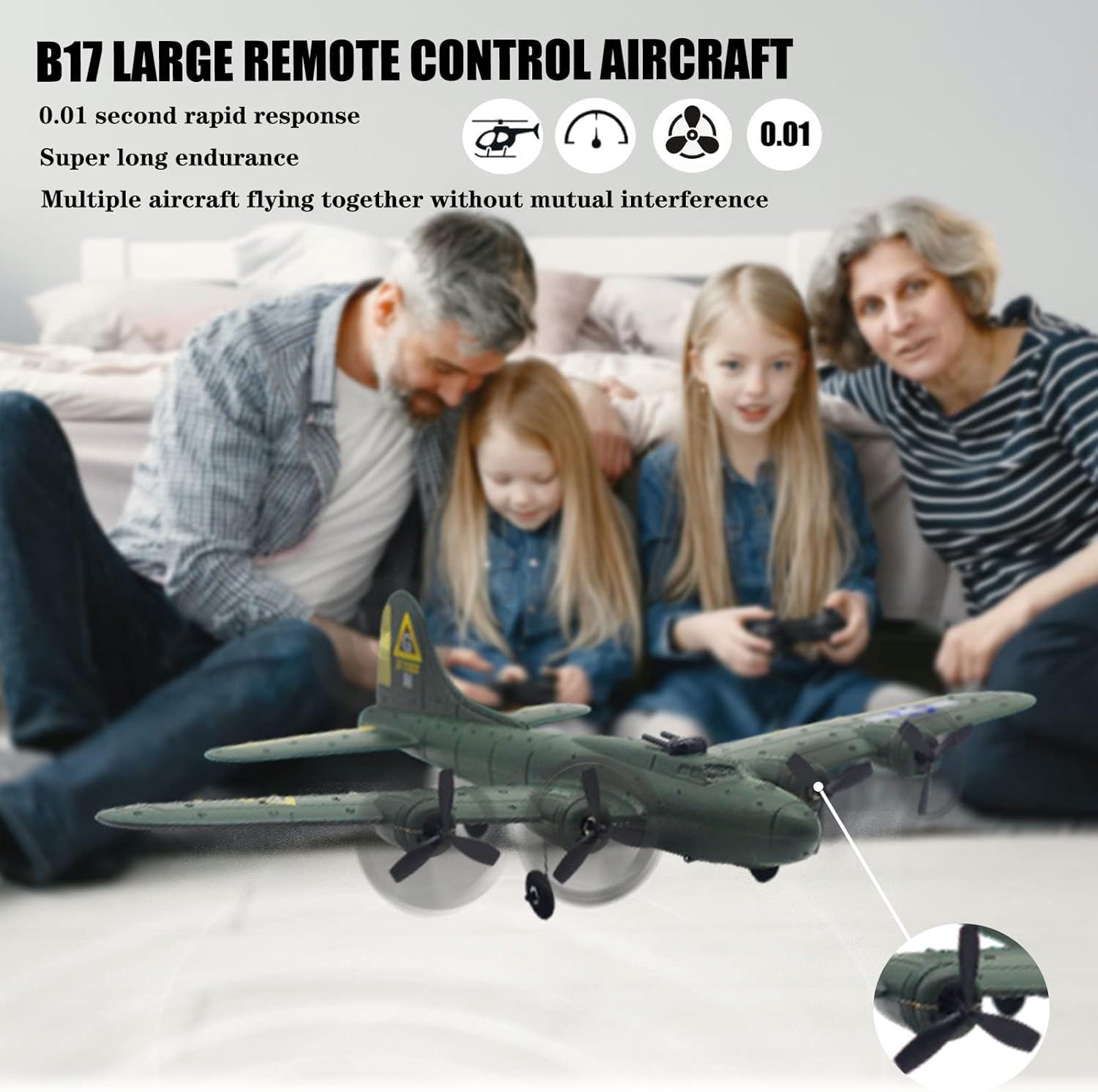 Flash Deals - 60% OFF Epipgale B-17 RC Plane Ready to Fly, Easy to Fly RC Glider for Kids & Beginners, Hobby Remote Control Airplane for Adults, RC Airplanes Jet for Boys