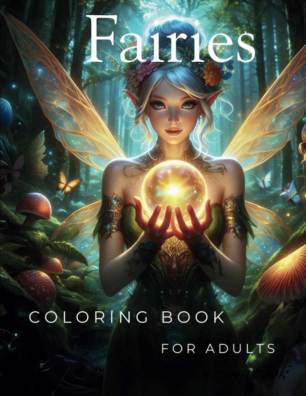 Fairies Coloring Book for Adults: Fantasy and Magic Await – 50 Grayscale Fairy Illustrations for Stress Relief and Creativity