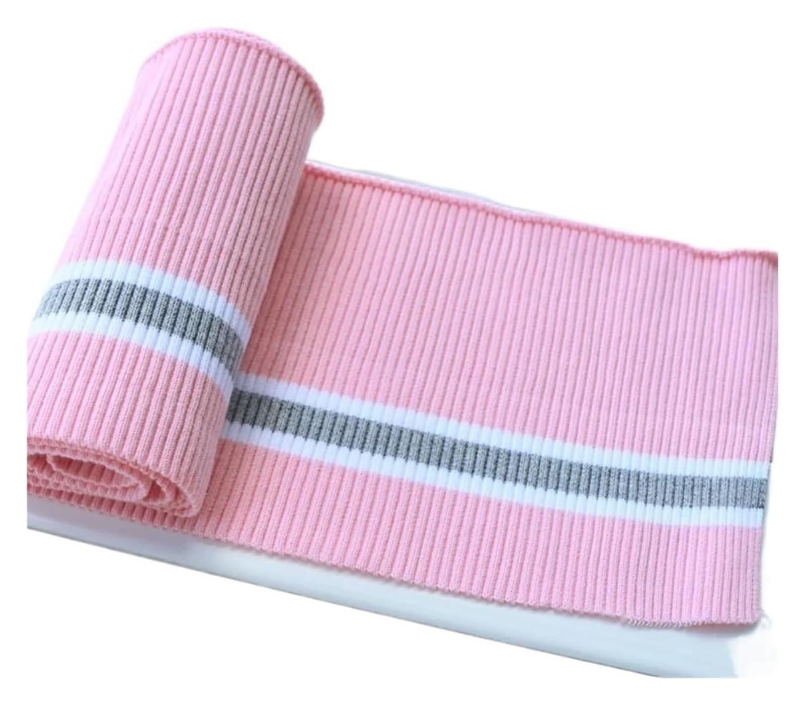 Rib Knit Cuff, Elastic Ribbed Cuffs Multicolor 80cm x 15cm(Pink)