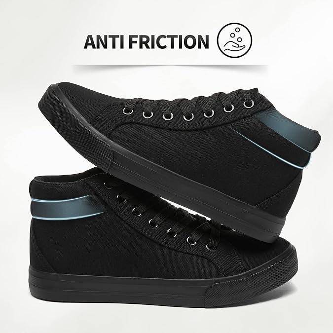 XRH Women Black Canvas High Tops Sneaker for Walking,White Non Slip Hi Top Lace up Shoes,Casual Fashion Mid Top Sneaker(Comfortable,Breathable,Trendy)