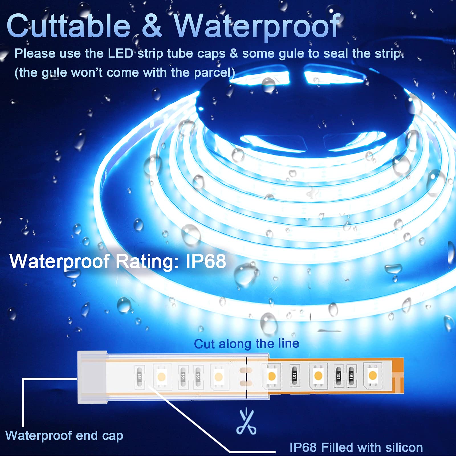 UCINNOVATE Bande lumineuse LED de 5 m pour bateau, bandes LED étanches pour ponton de bateau, éclairage intérieur pour pont de bateau, lumière d'accentuation, éclairage intérieur de courtoisie, nuit
