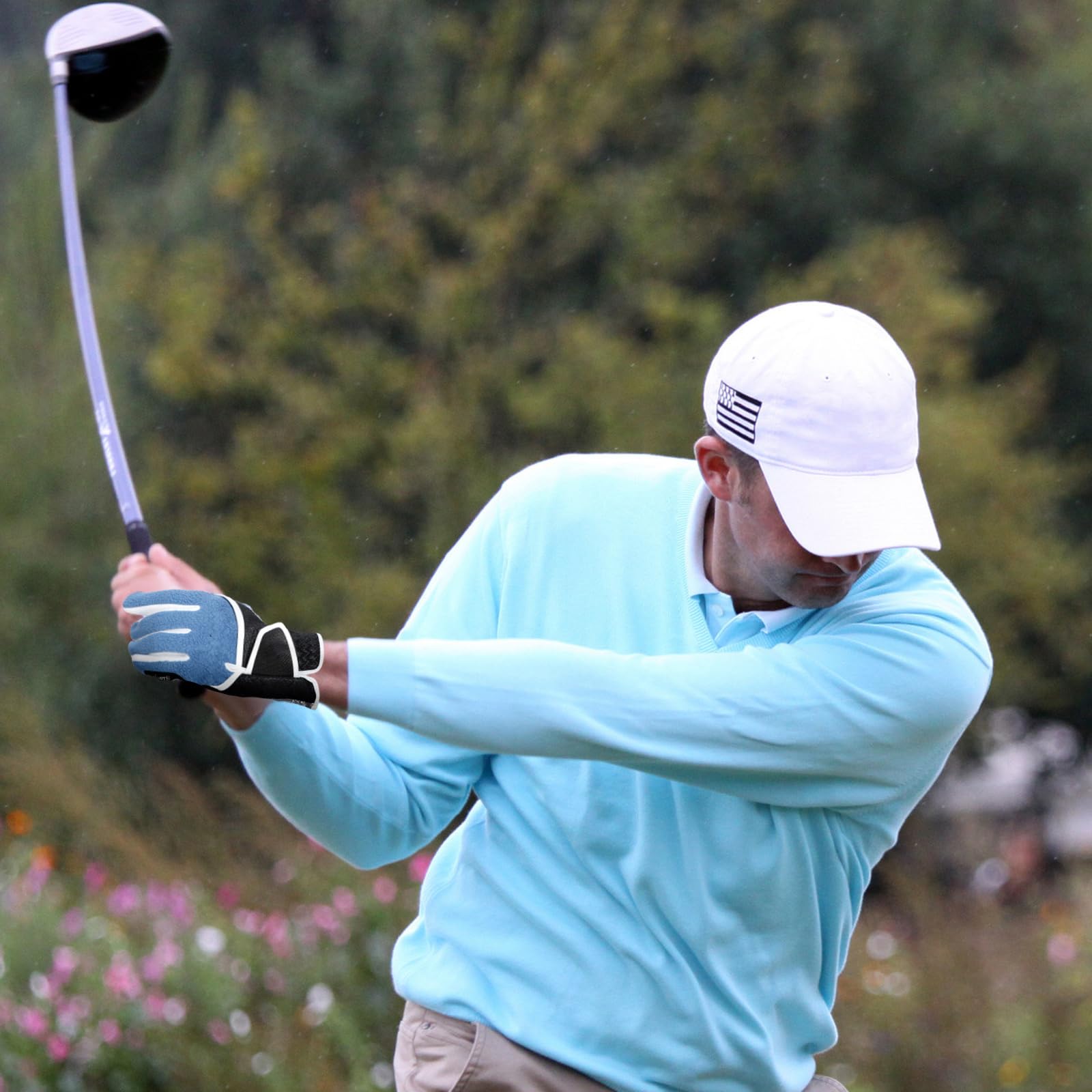 TecUnite 2 Pairs Golf Gloves for Men Medium/ Large Adjustable Windproof Waterproof Soft Warm Fleece Golfing Gloves for Golf Outdoor Sports Activities