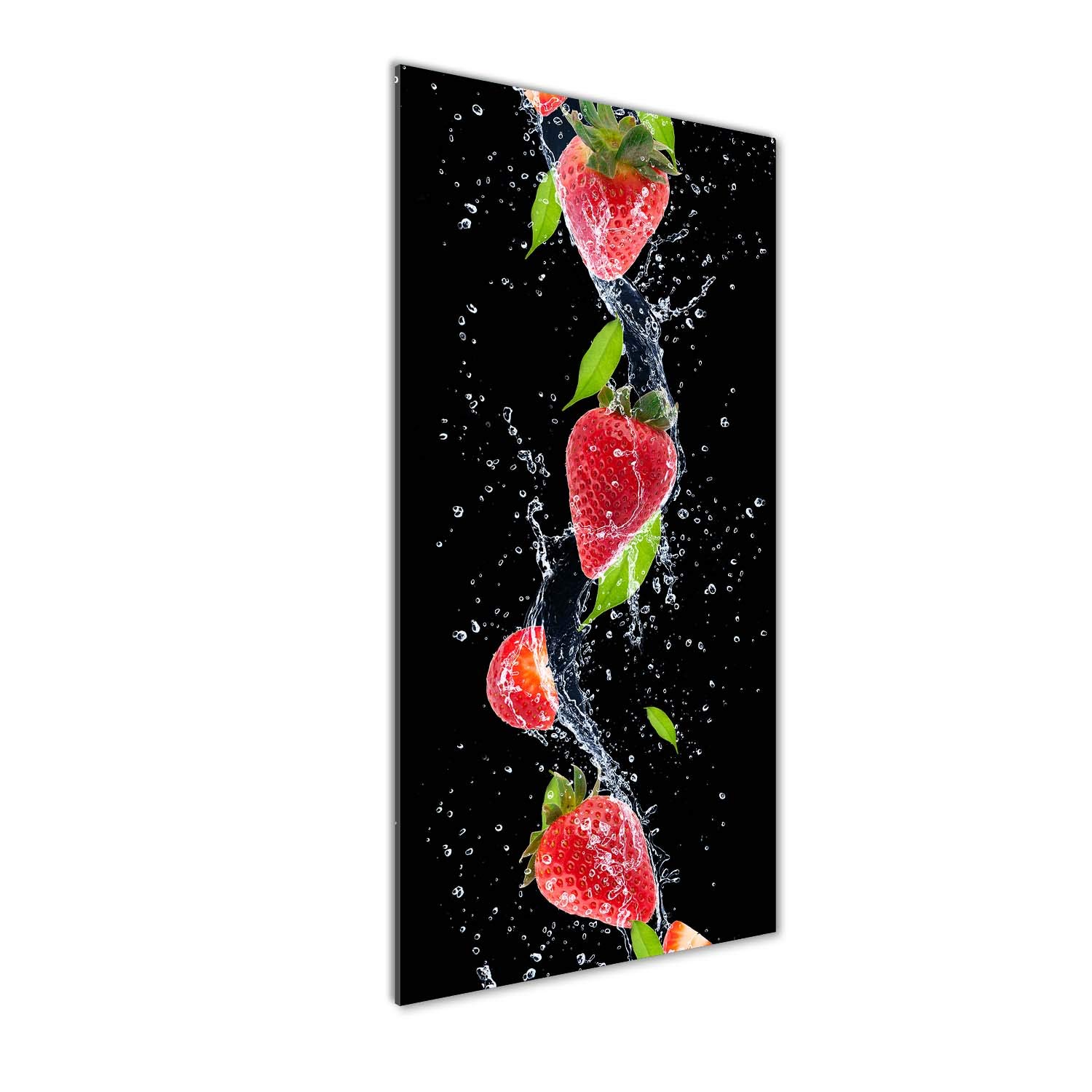 Tableau en verre trempé 50x125cm Tulup une décoration murale haut de gamme aux éclats de fraises