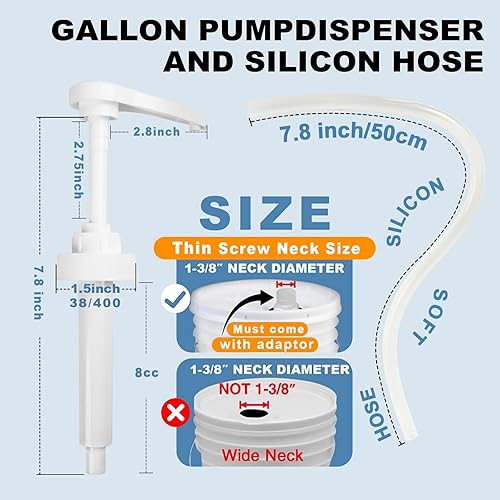 Miniatura 4 de Dispensador de bomba de cubo de 5 galones, bomba de jarabe de café para botella de cubo de galón, jarra Torani Skinny Jarabe con 27.6 in de silicona
