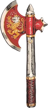 Liontouch - Noble Knight Foam Axe for Kids, Red - Age 3-8 Years | Medieval Pretend Play Toy Foam for Boys with Golden Lion Decoration | Safe Weapon Accessory for Dress Up & Knight Costumes