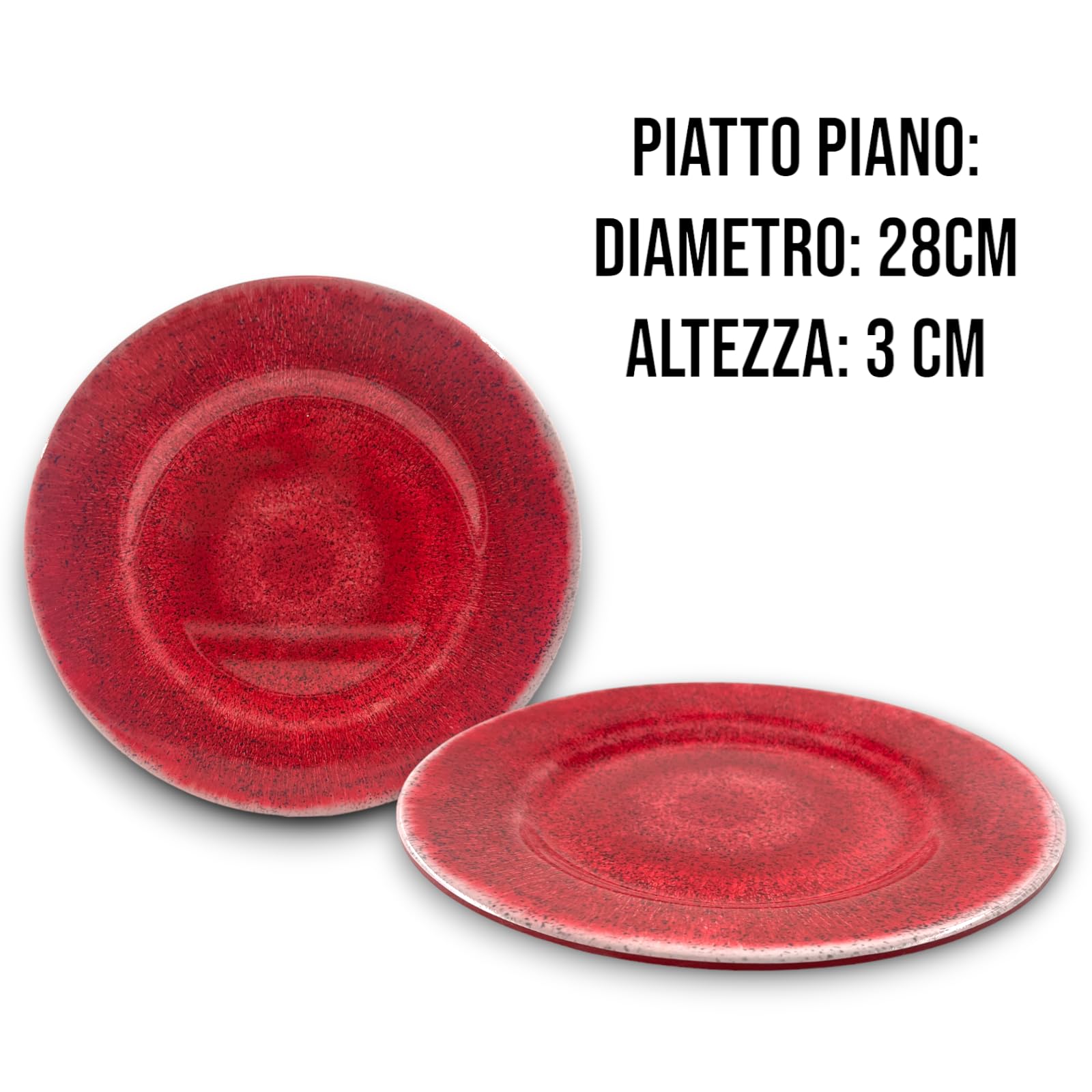 Set da Tavola in Melamina TERRACOTTA 12 pezzi Servizio Piatti Fondi e Piani per da 6 persone Infrangibile Lavabile in Lavastoviglie Plastica rigida Disponibile in 3 Colori (12, Rosso - Magenta)