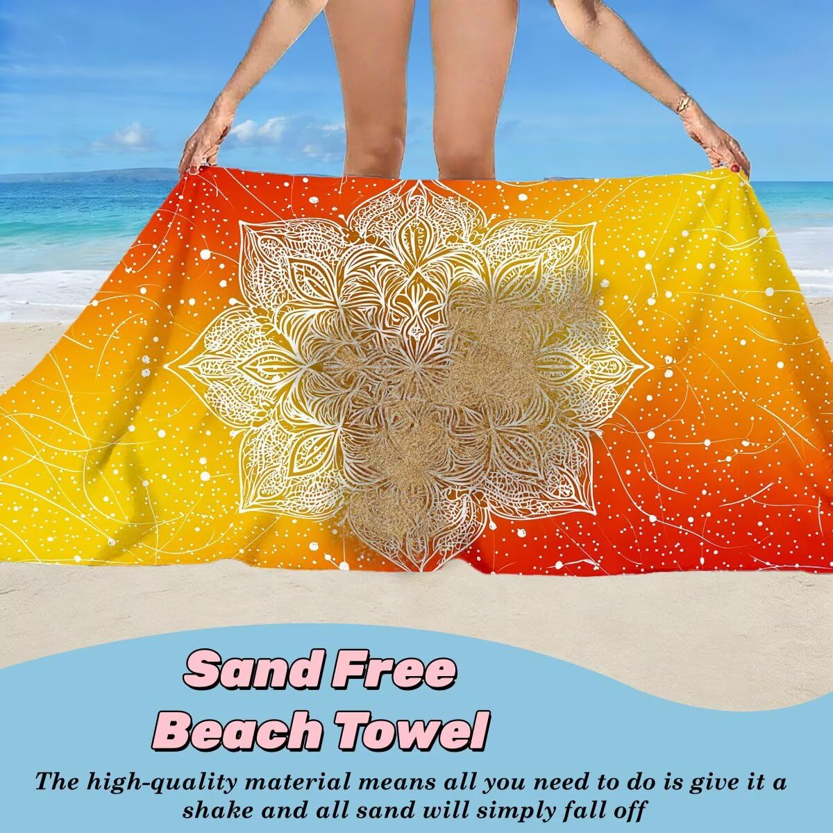 Toalla Playa 100x220 cm, Toalla Gimnasio Microfibra Secado Rapido, Juego de 2 Antiarena Toallas de Playa, Ligera Compacta Toallas Microfibra Grande para Viaje, Regalo Hombre Mujer (Naranja) -4953