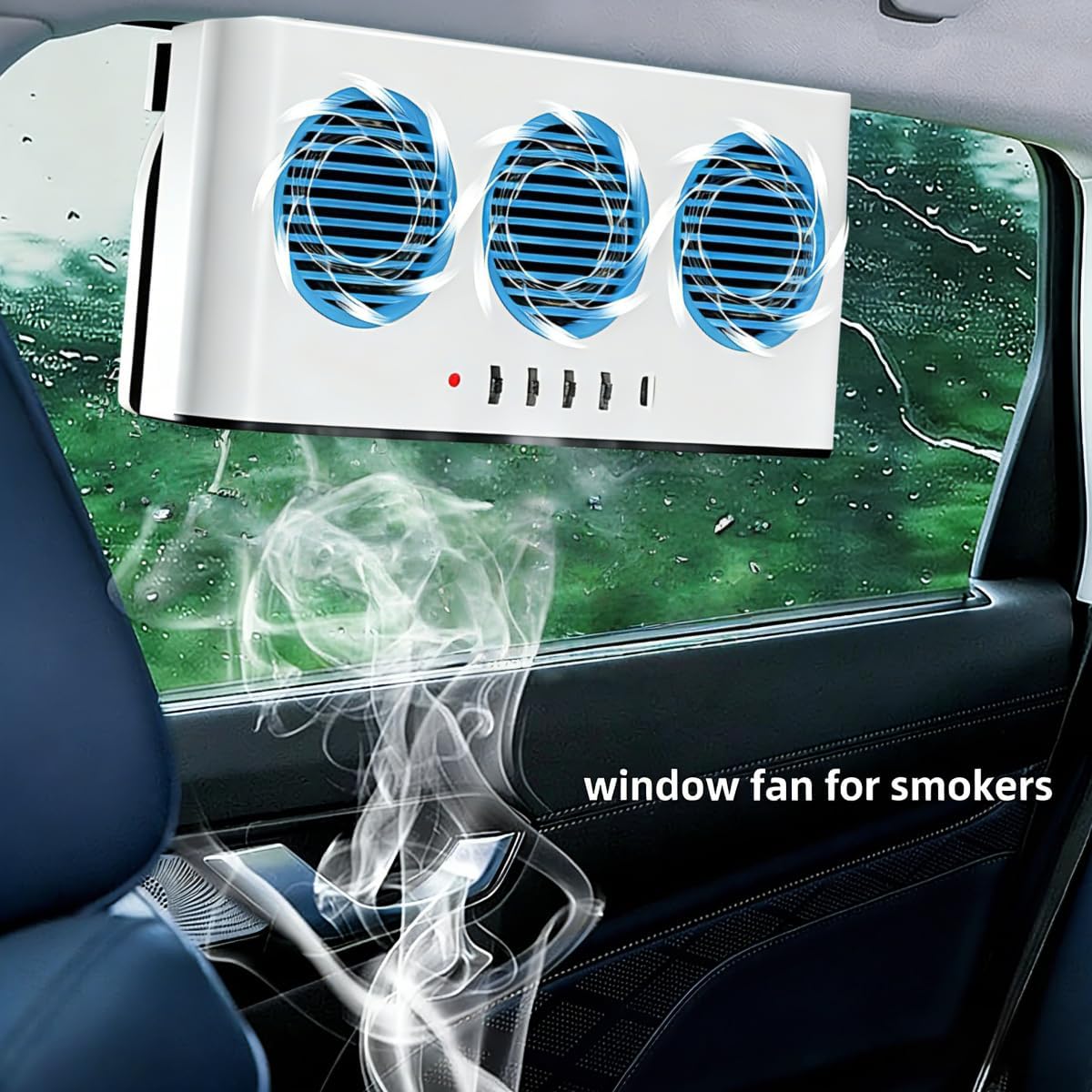 Window Fan with Lights - Window Fans with Exhaust and Intake, Solar Powered Exhaust Fan, Universal Fit for Most Vehicles, Heat Reduction & Energy Saving Accessory (White)