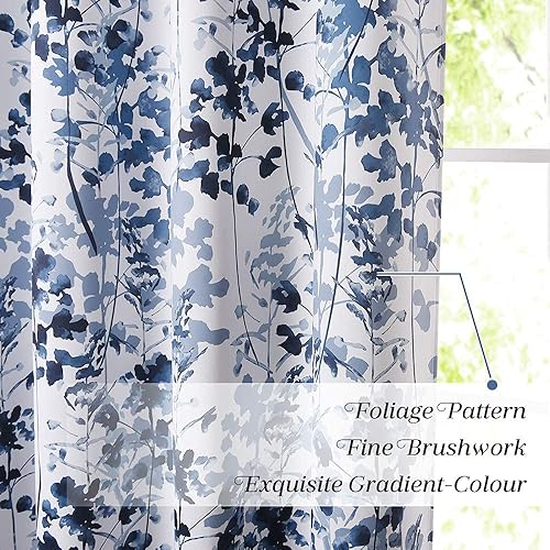 Miniatura 4 de KGORGE - Cortinas opacas de estilo rústico - Cortinas y cortinajes que reducen la luz solarrayos UV, con patrón bohemio de acuarela para dormitorio,