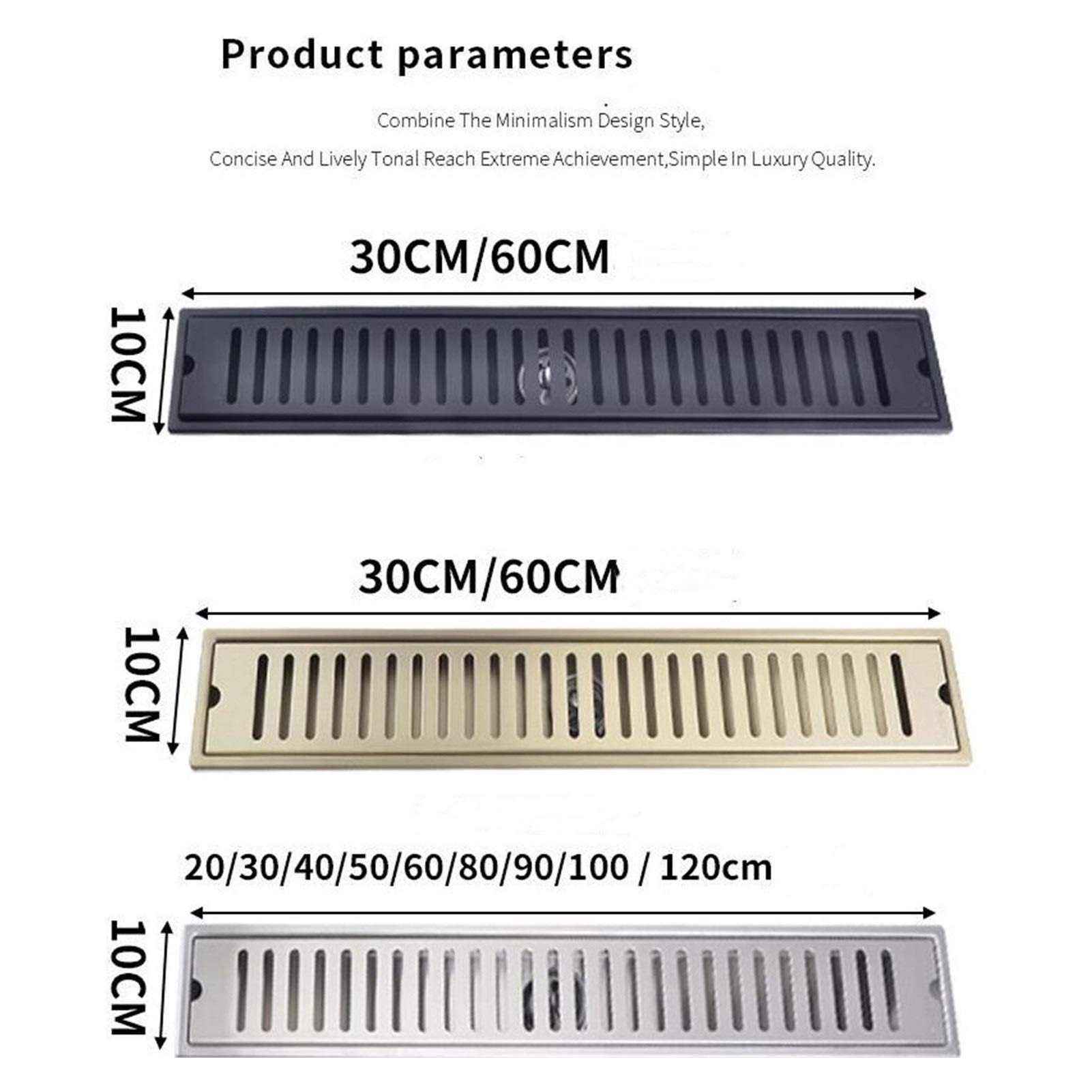 Złota szczotka ze stali nierdzewnej 304 liniowy odpływ prysznicowy 30 cm odpływ podłogowy do łazienki i kuchni wytrzymały system drenażowy elegancki czarny design idealny do hoteli