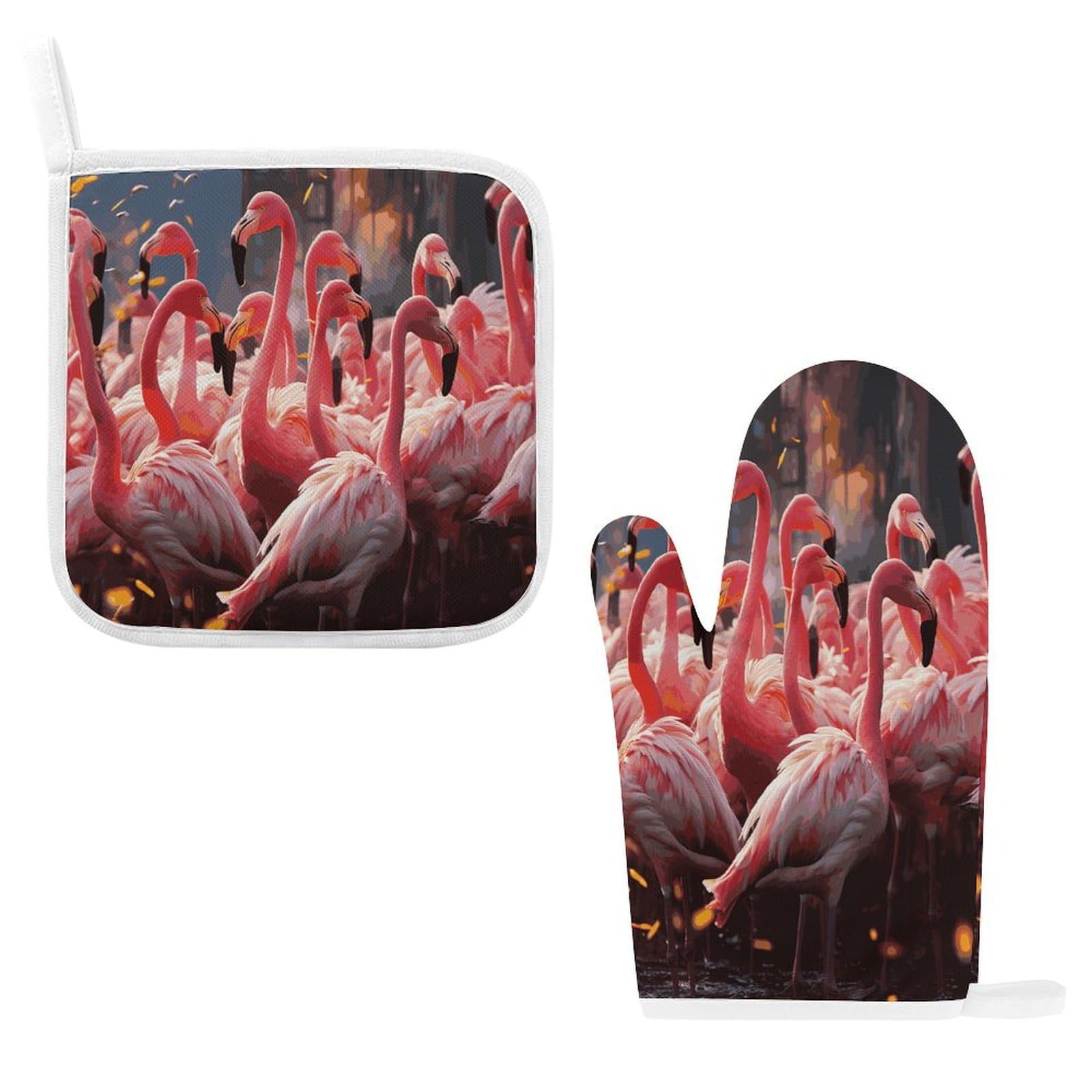 Fodpand Style Flamingos Partying Oven Mitts And Pot Holders Sets